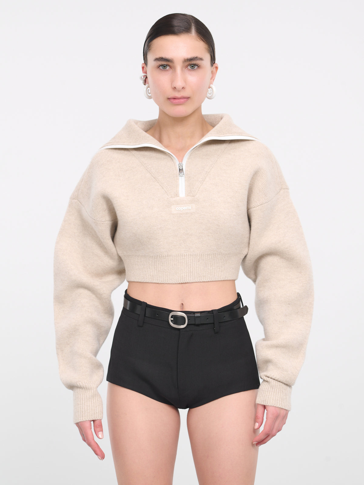 Half-Zip Cropped Sweater (COMPL70615-SAND)