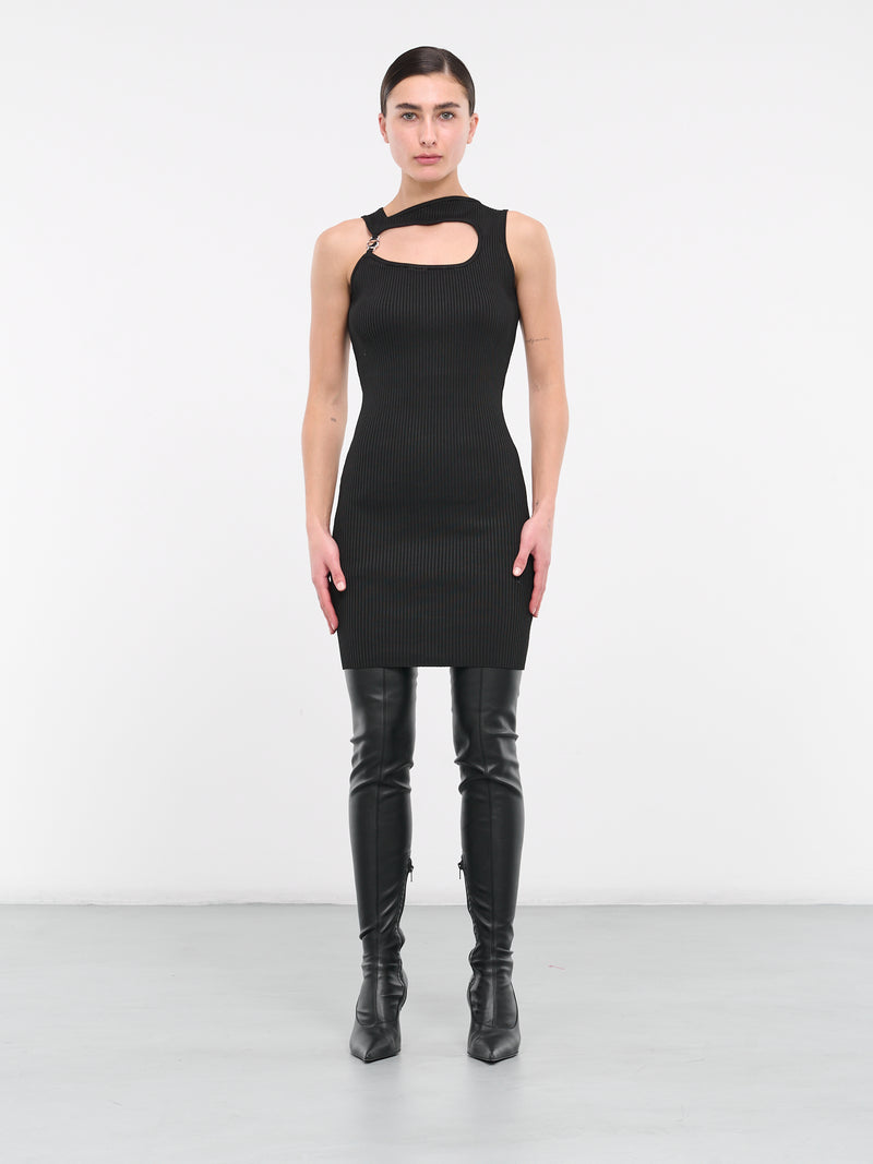 Rib-Knit Cut-Out Mini Dress (COMPL85600-BLACK)