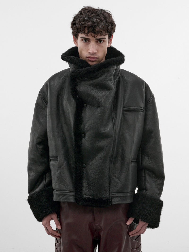 Contorno Black Leather Jacket (CONTORNO-LEATHER-JACKET-BLACK)