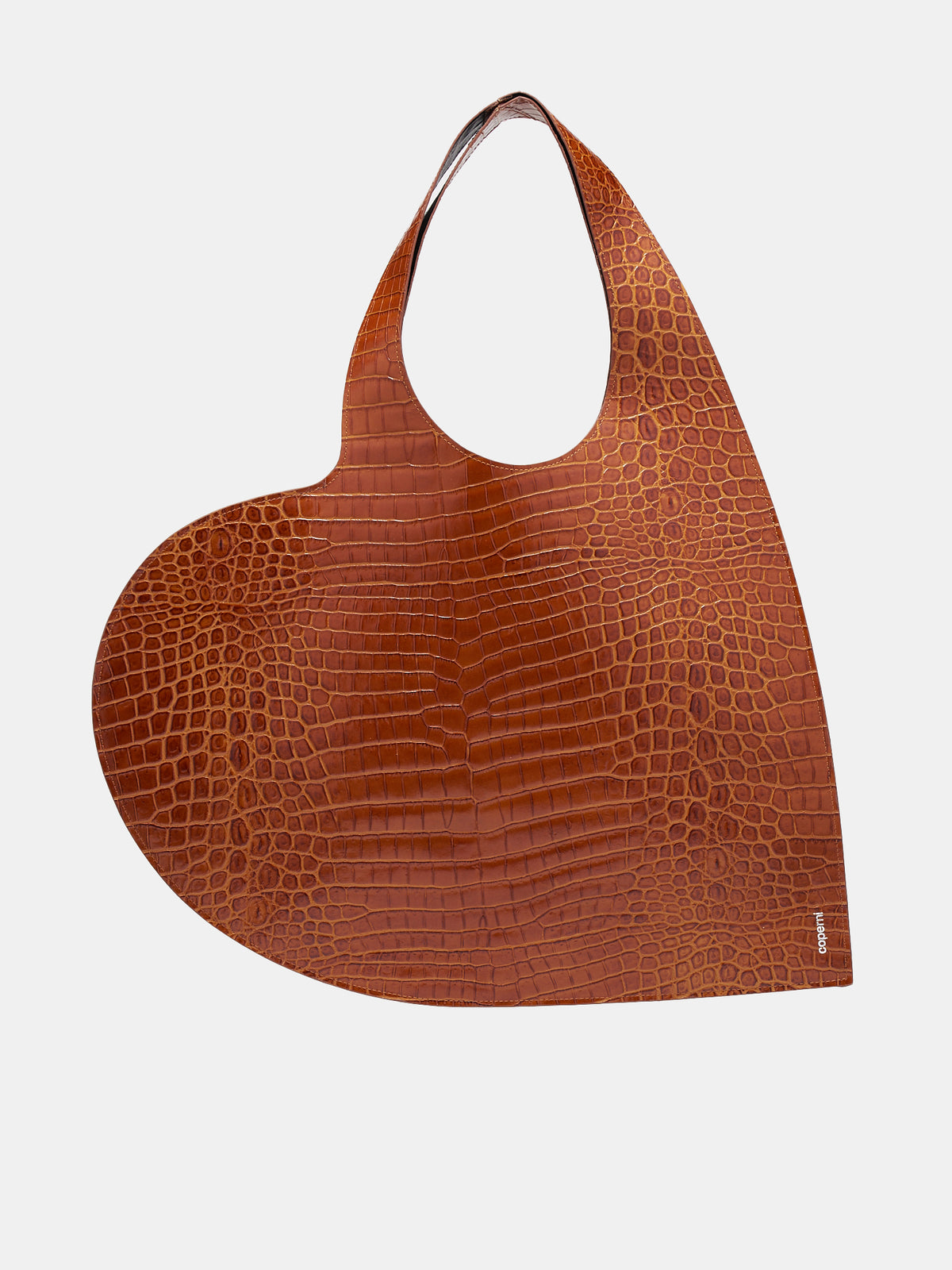 Croc-Embossed Heart Tote Bag (COPBA14838-BROWN-CAMEL)