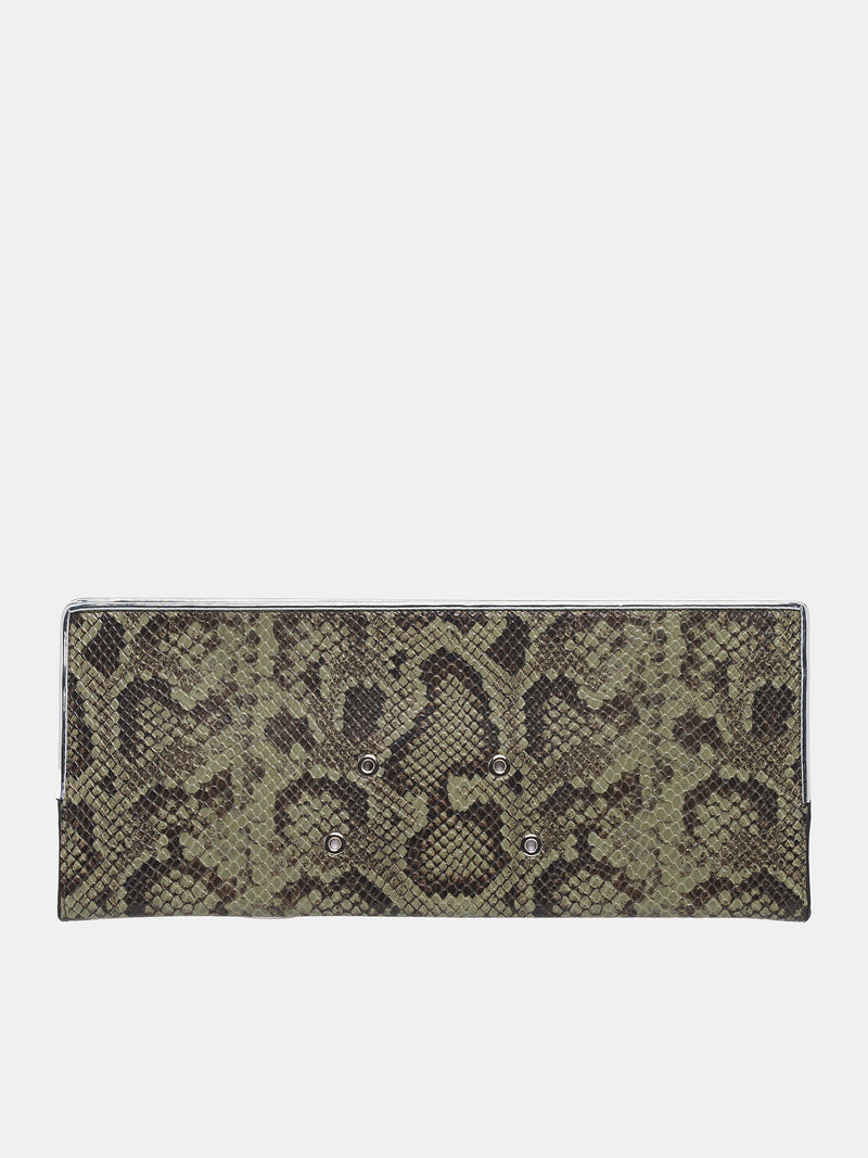 Python Print Leather Clutch (COPBA76F6019-GREEN)