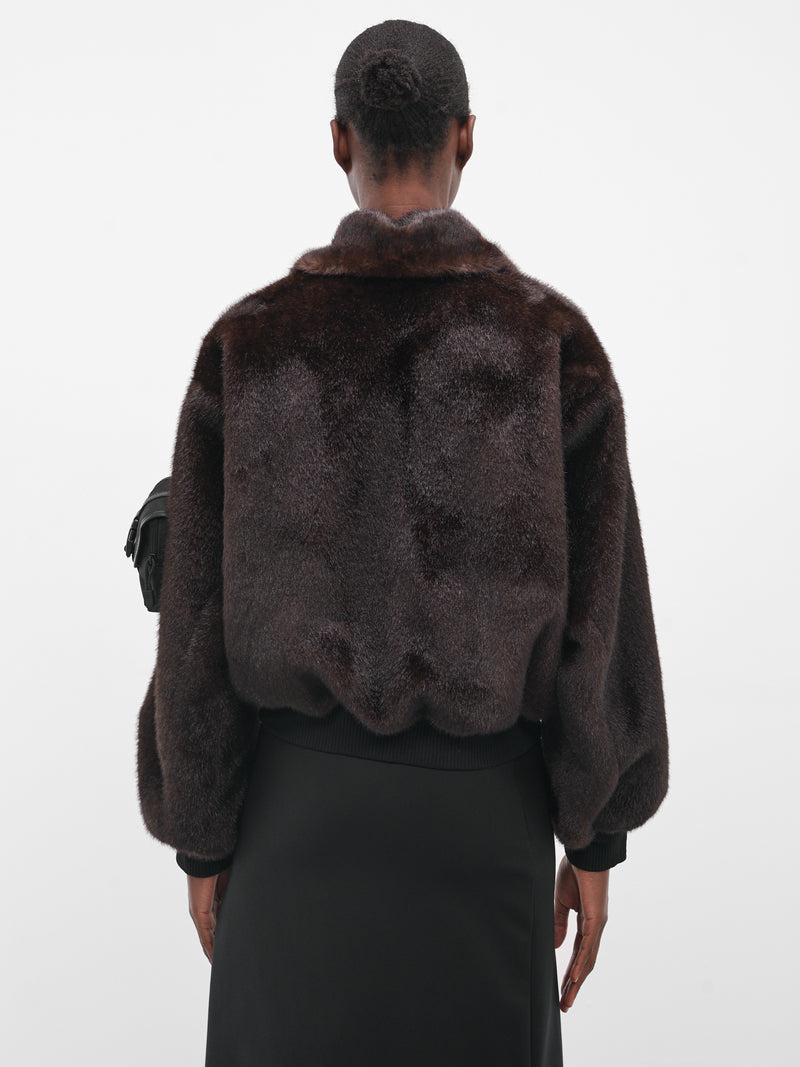 Brown Vegan Fur Bomber Jacket (COPBL33F9015-BROWN)