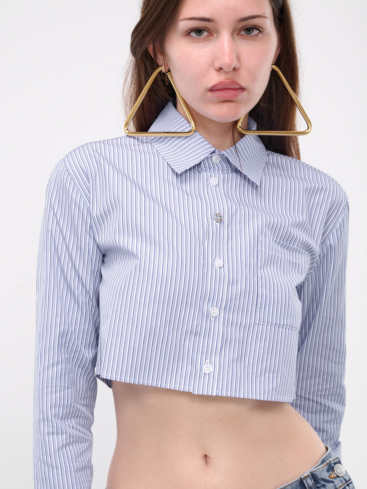 Striped Crop Shirt (COPCH27326-BLUE)