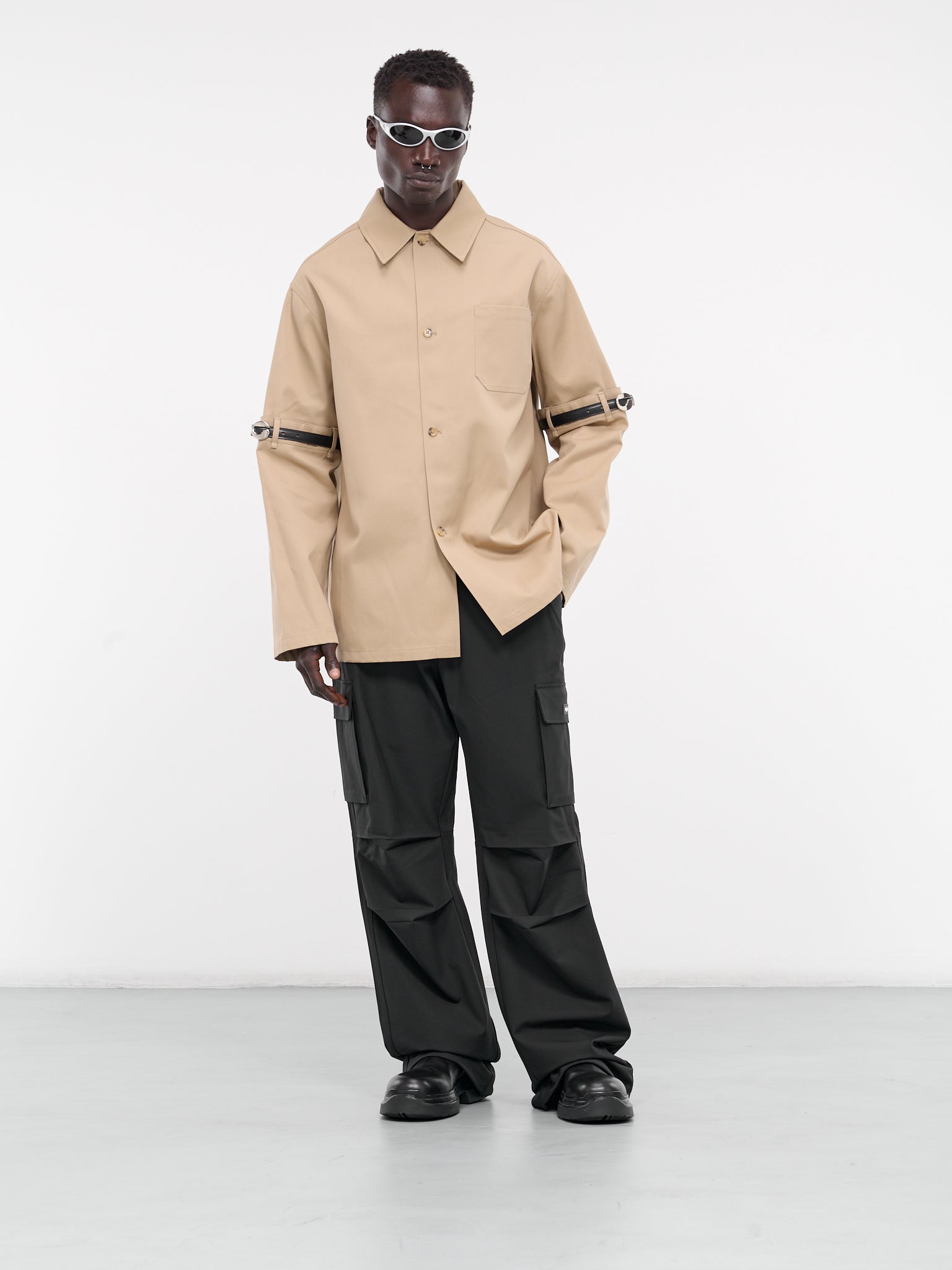 Tailored Wide Leg Cargo Pants (COPP40106CMEN-BLACK)