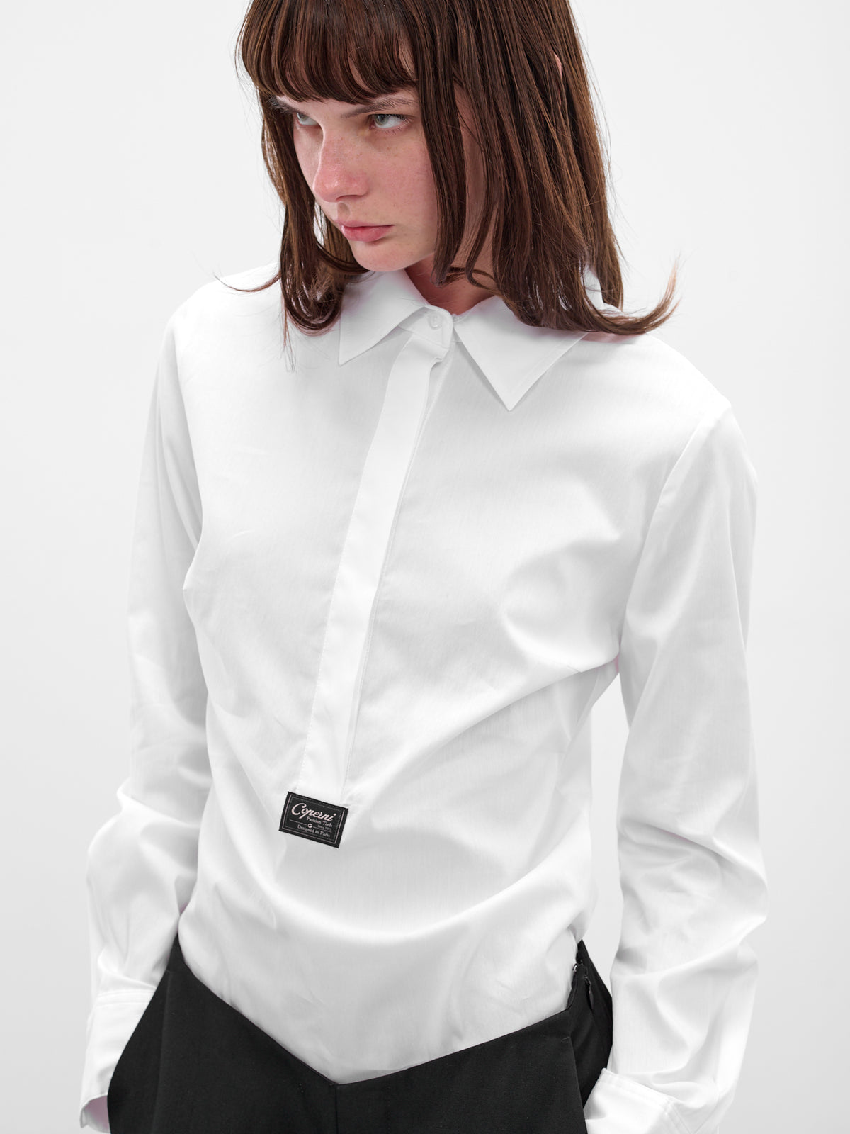 White Collared Shirt Bodysuit (COPCH66F2002-WHITE)