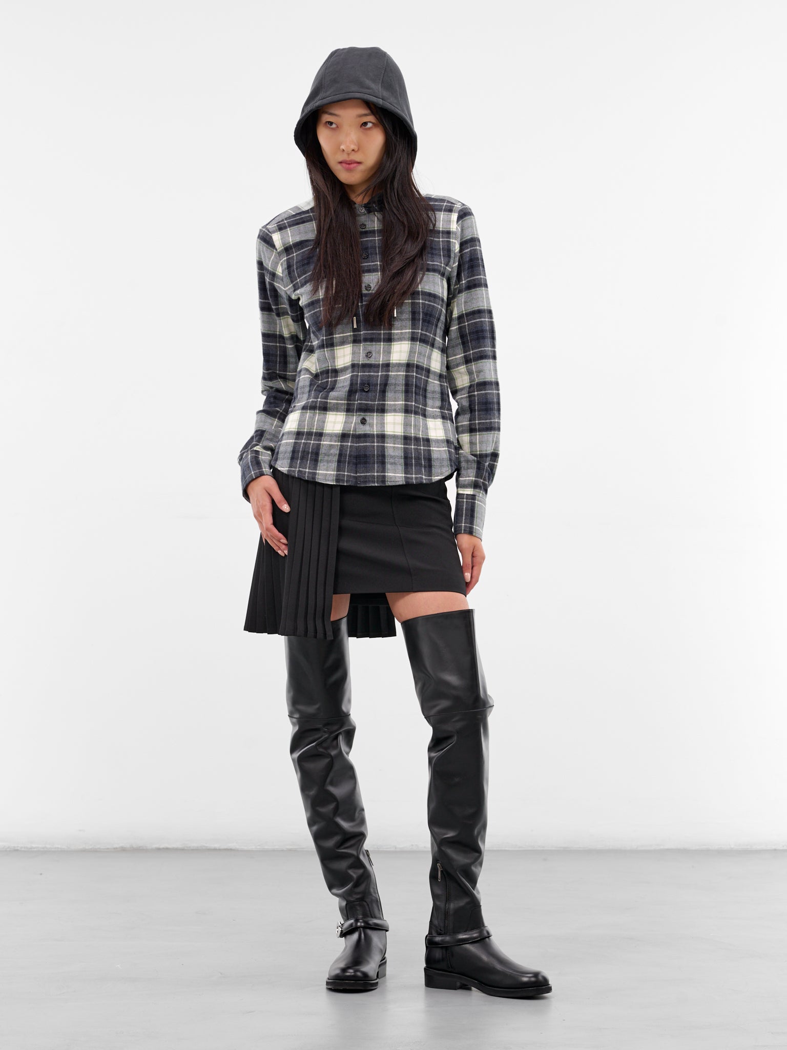 Blue Flannel Plaid Hooded Shirt (COPCH70F1014-BLUE)