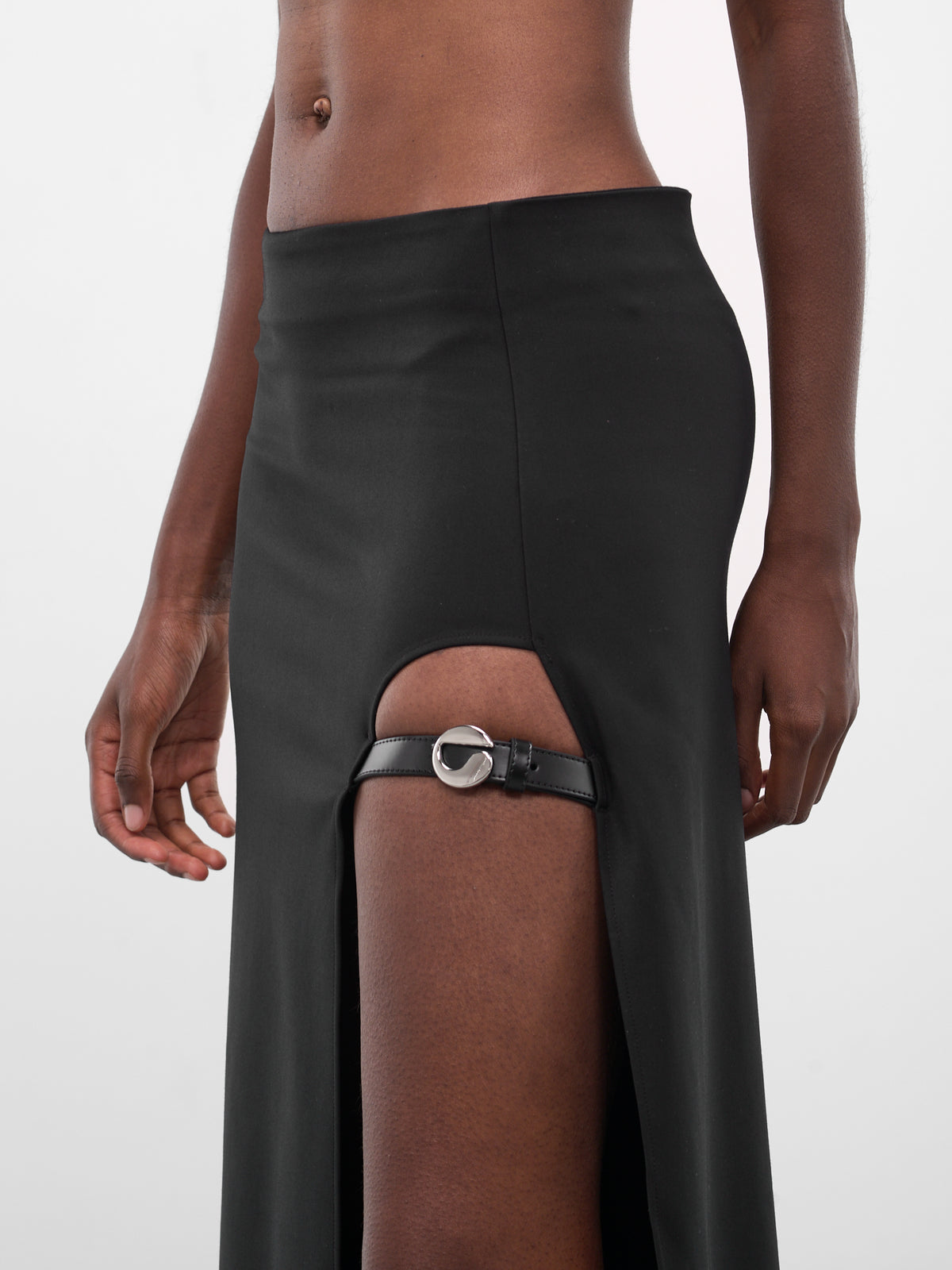 Black Belted Slit Maxi Dress (COPJ100F2043-BLACK)