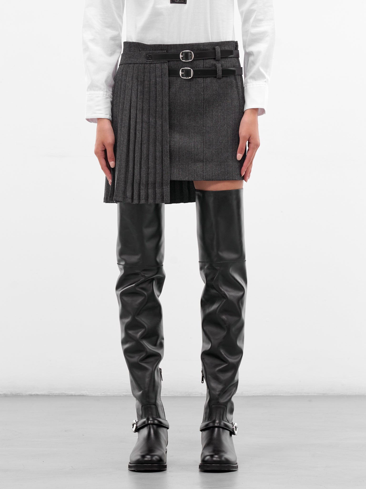 Gray Check Pleated Uniform Skirt (COPJ103F1016-GREY)