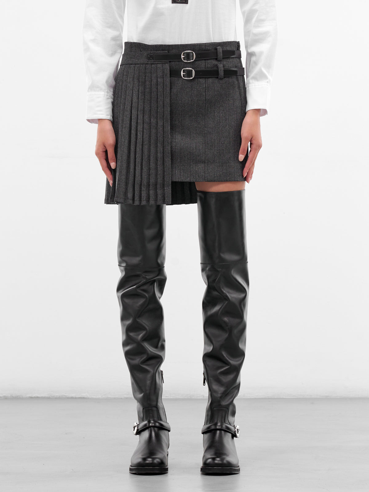 Gray Check Pleated Uniform Skirt (COPJ103F1016-GREY)