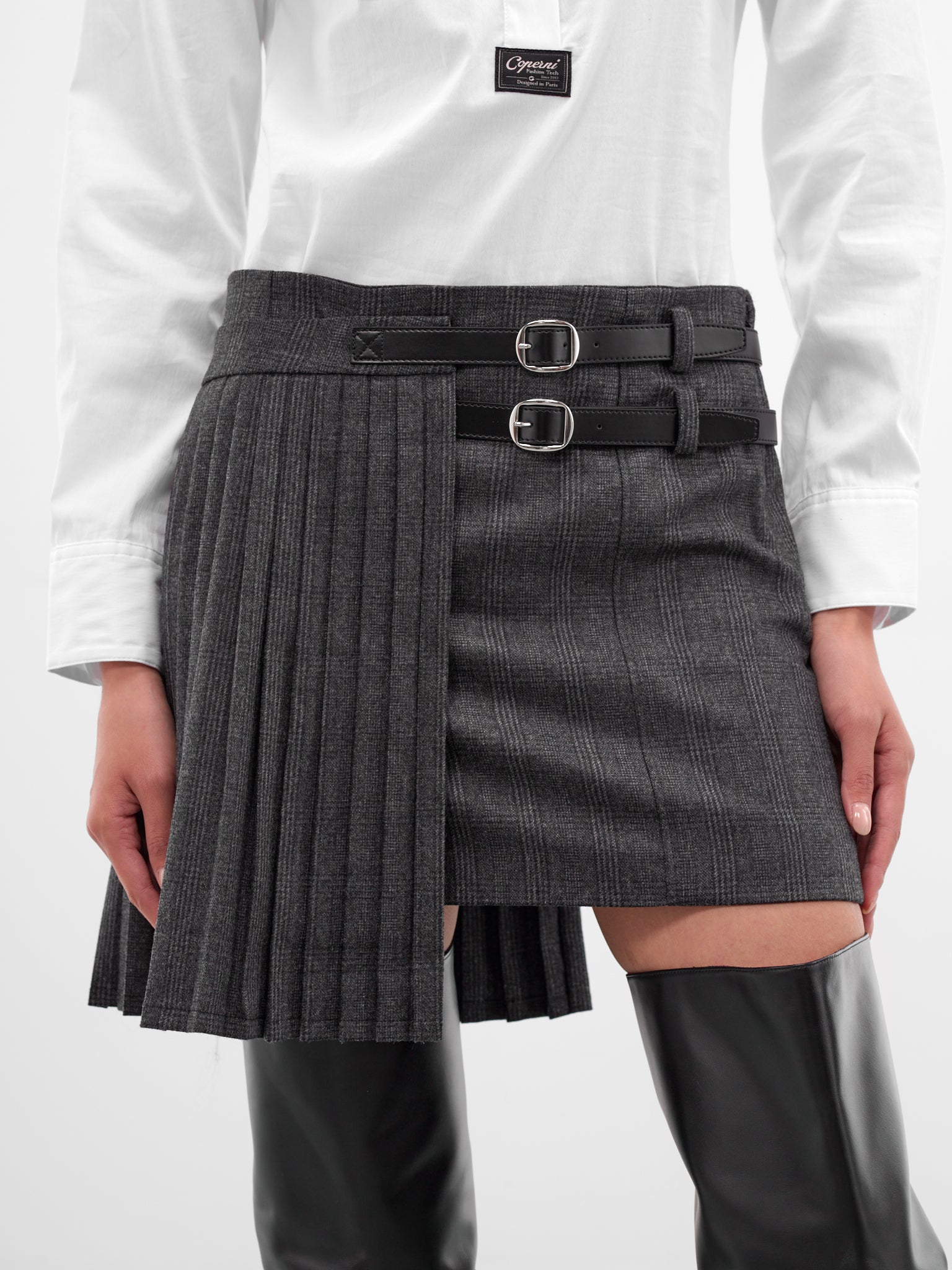 Gray Check Pleated Uniform Skirt (COPJ103F1016-GREY)