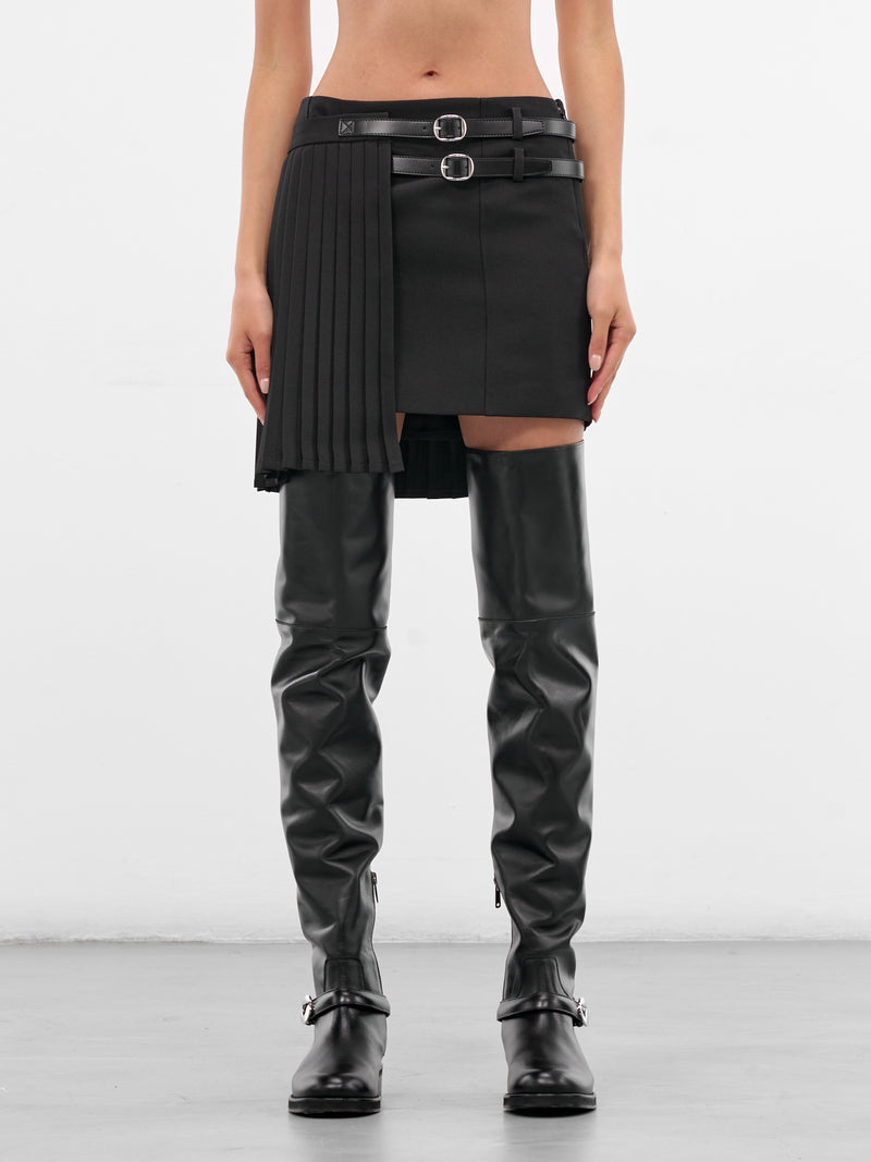 Black Pleated Uniform Mini Skirt (COPJ103F3004-BLACK)