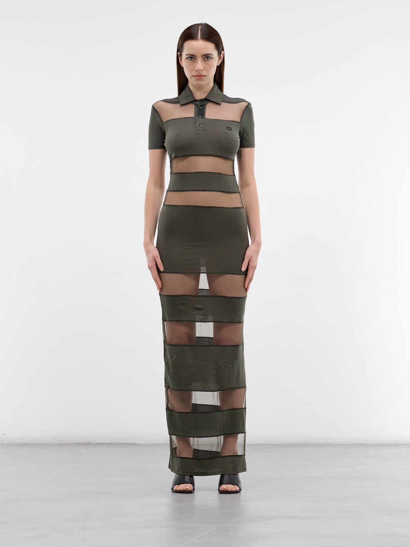 Green Sheer Panel Polo Dress (COPJS114F5028-GREEN)