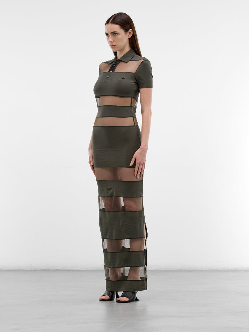 Green Sheer Panel Polo Dress (COPJS114F5028-GREEN)