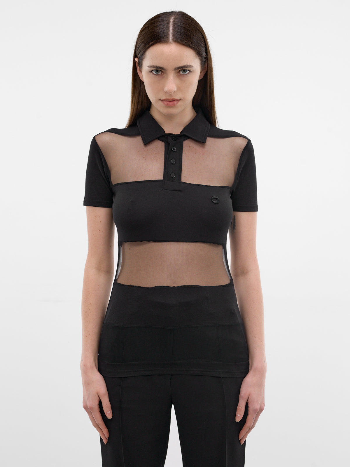 Black Sheer Panel Poo Shirt (COPJS115F5028-BLACK)