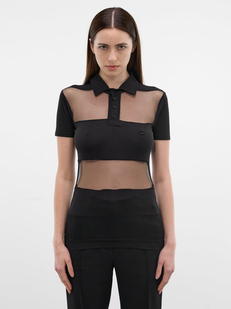 Black Sheer Panel Poo Shirt (COPJS115F5028-BLACK)