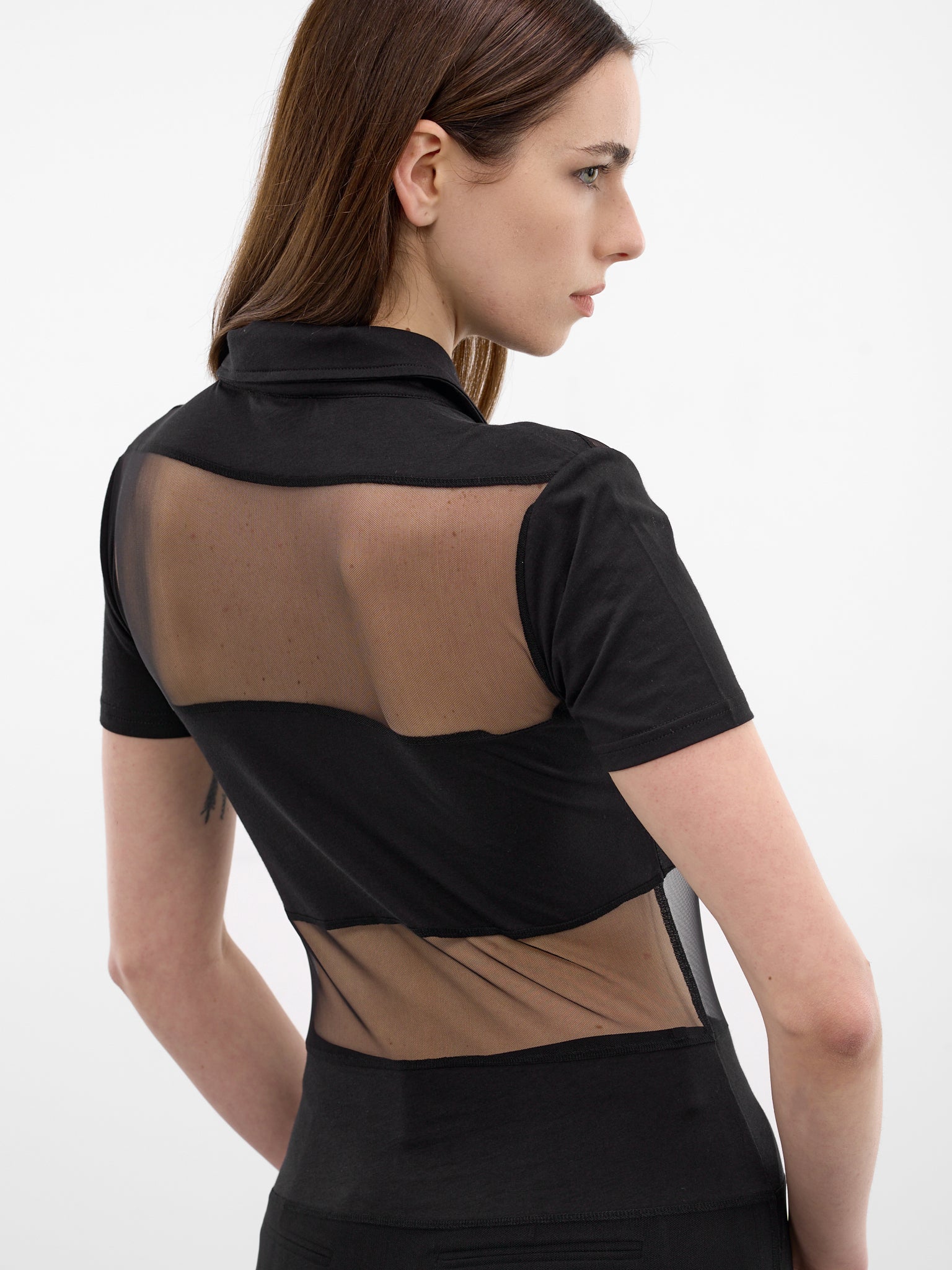 Black Sheer Panel Poo Shirt (COPJS115F5028-BLACK)