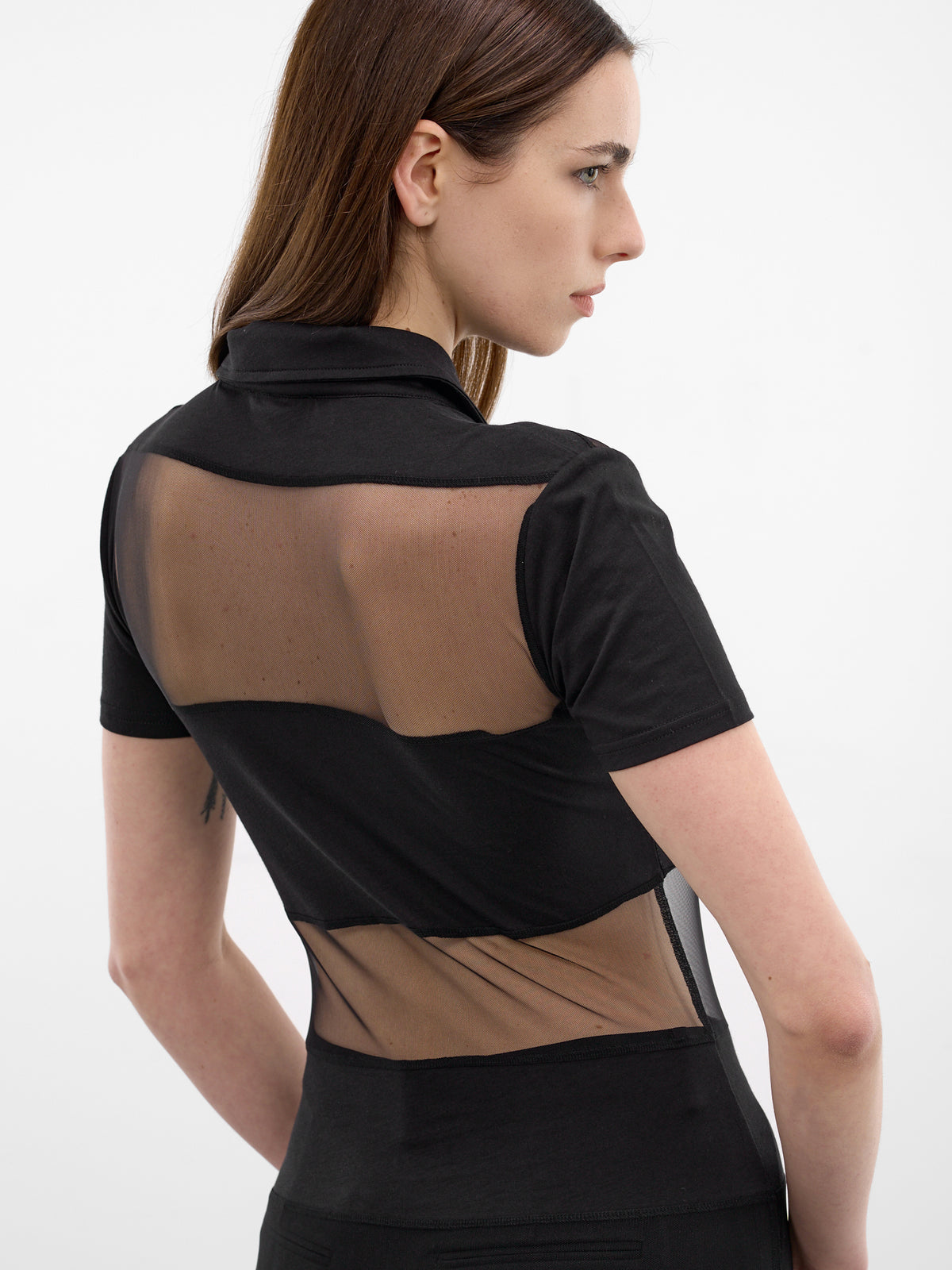 Black Sheer Panel Poo Shirt (COPJS115F5028-BLACK)