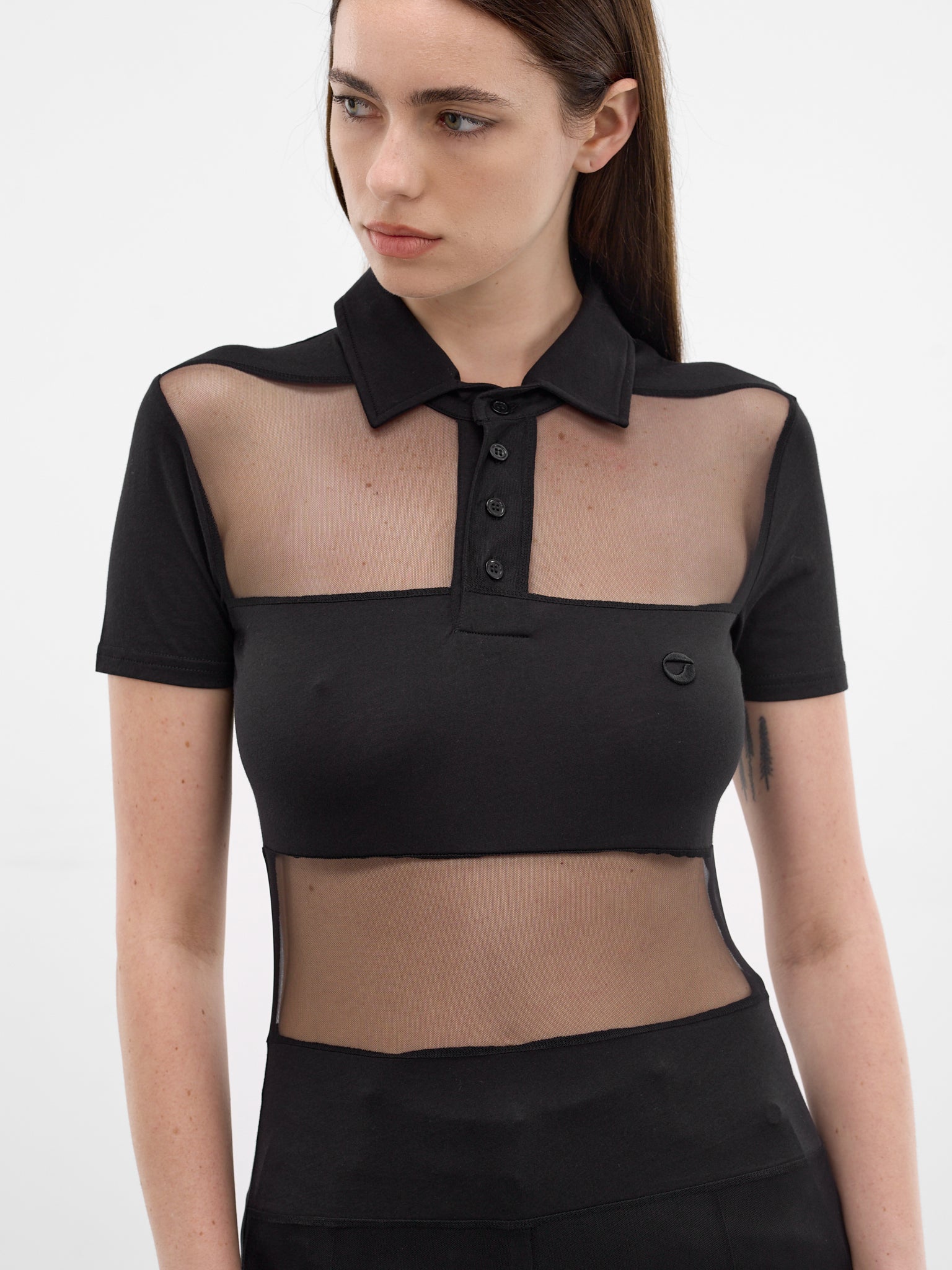 Black Sheer Panel Poo Shirt (COPJS115F5028-BLACK)