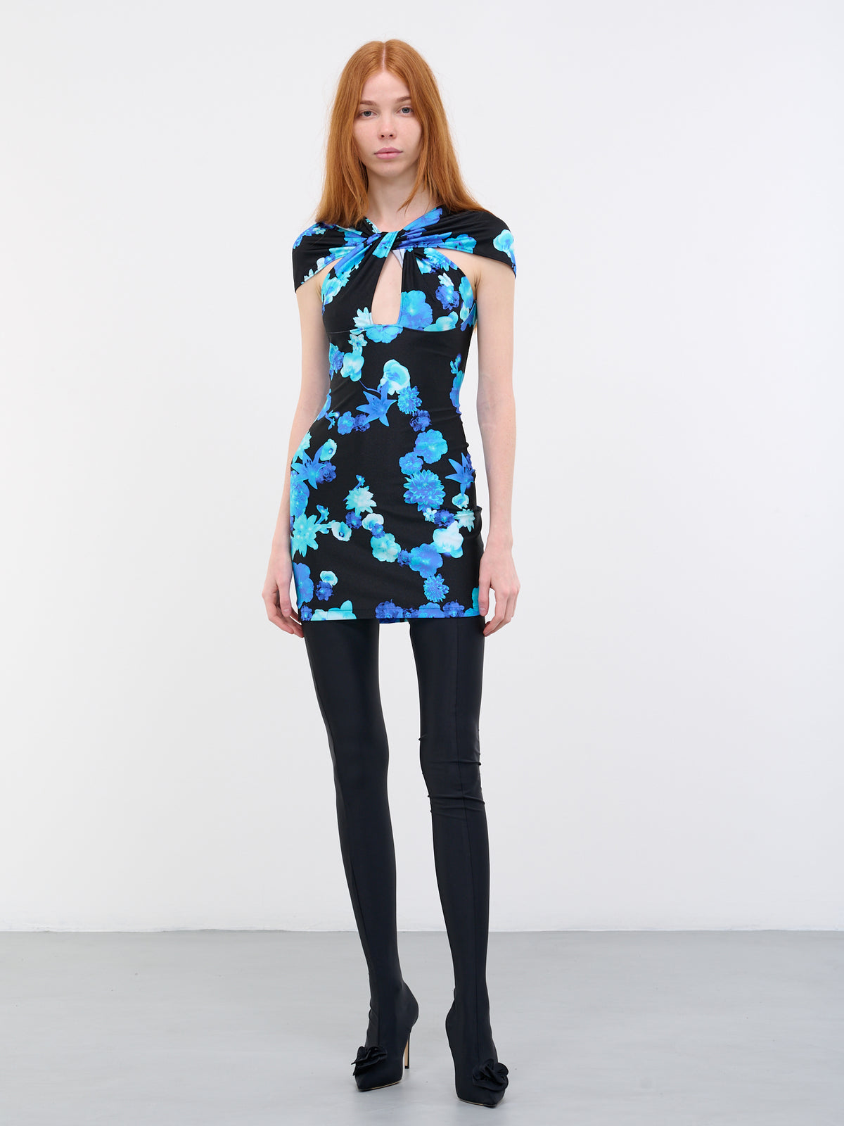 Floral Cut-Out Dress (COPJS18BIS544-BLUE-BLACK)