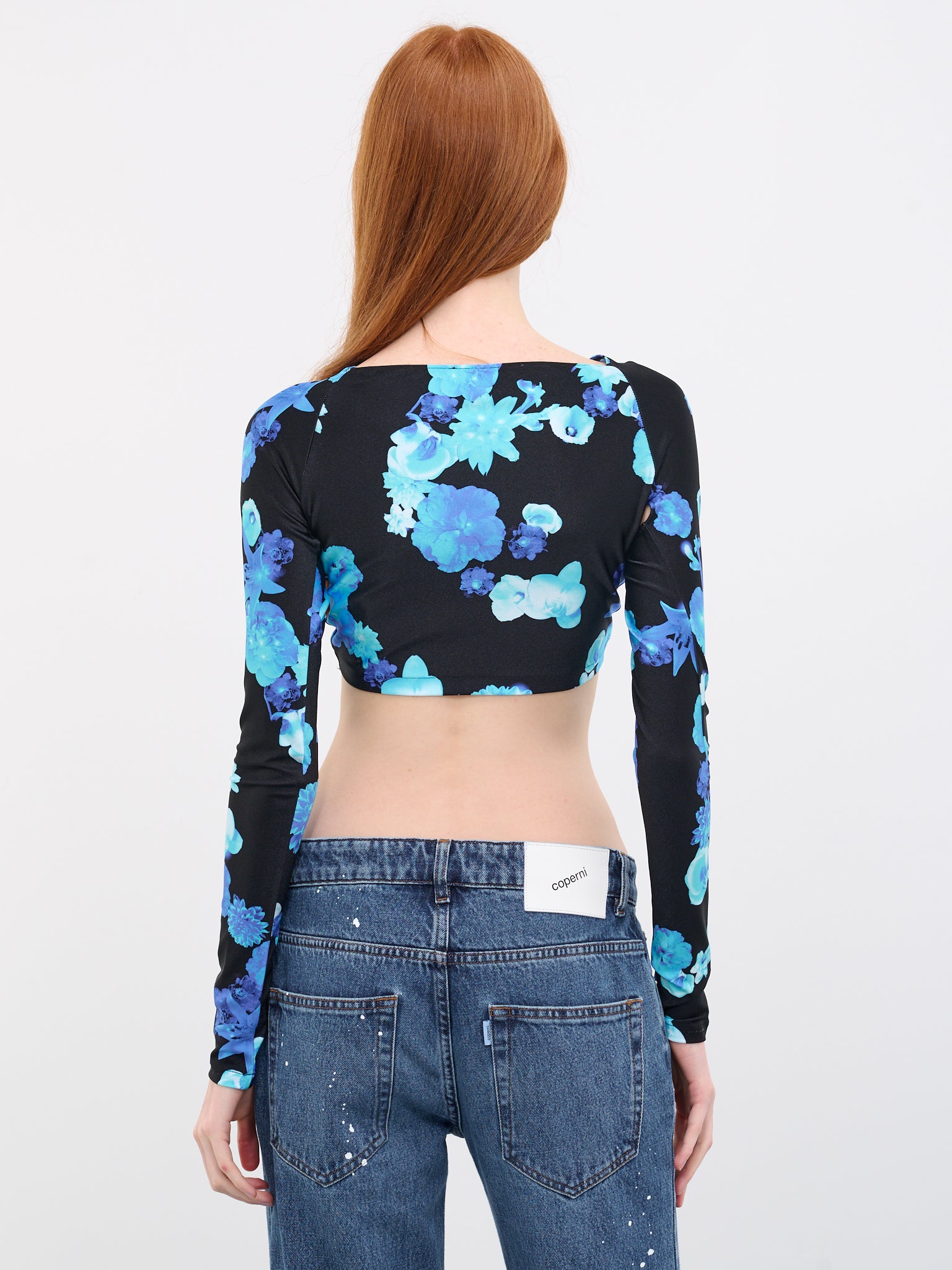 Floral Draped Top (COPJS38544-BLUE-BLACK)