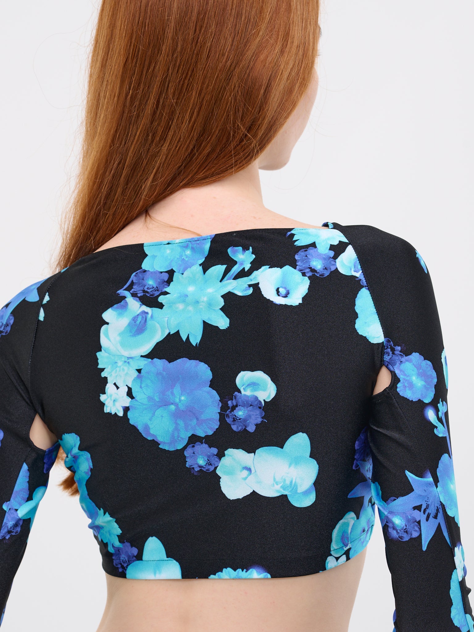 Floral Draped Top (COPJS38544-BLUE-BLACK)