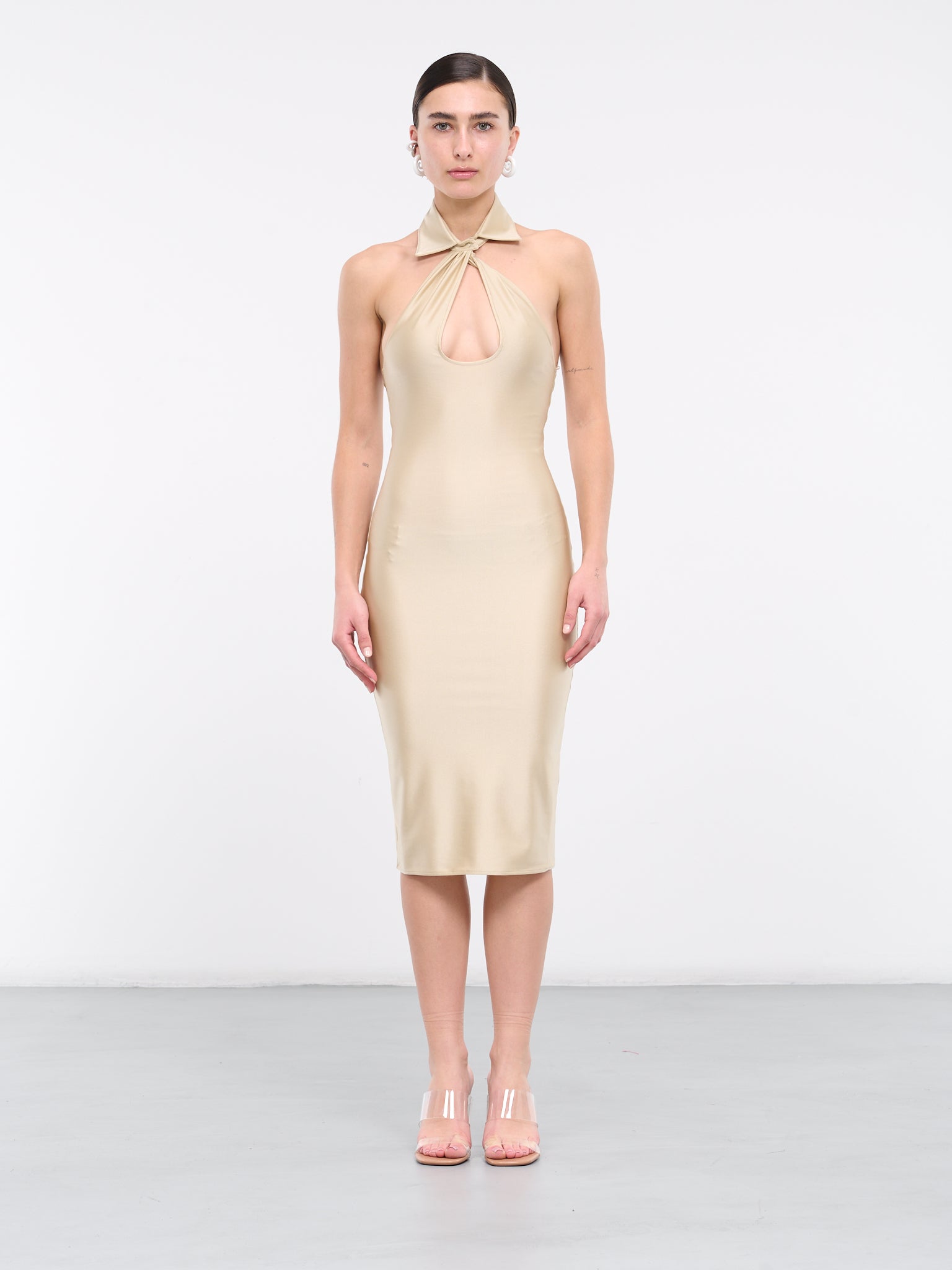 Cut-Out Midi Dress (COPJS74545-BEIGE) Cut-Out Midi Dress (COPJS74545-BEIGE)