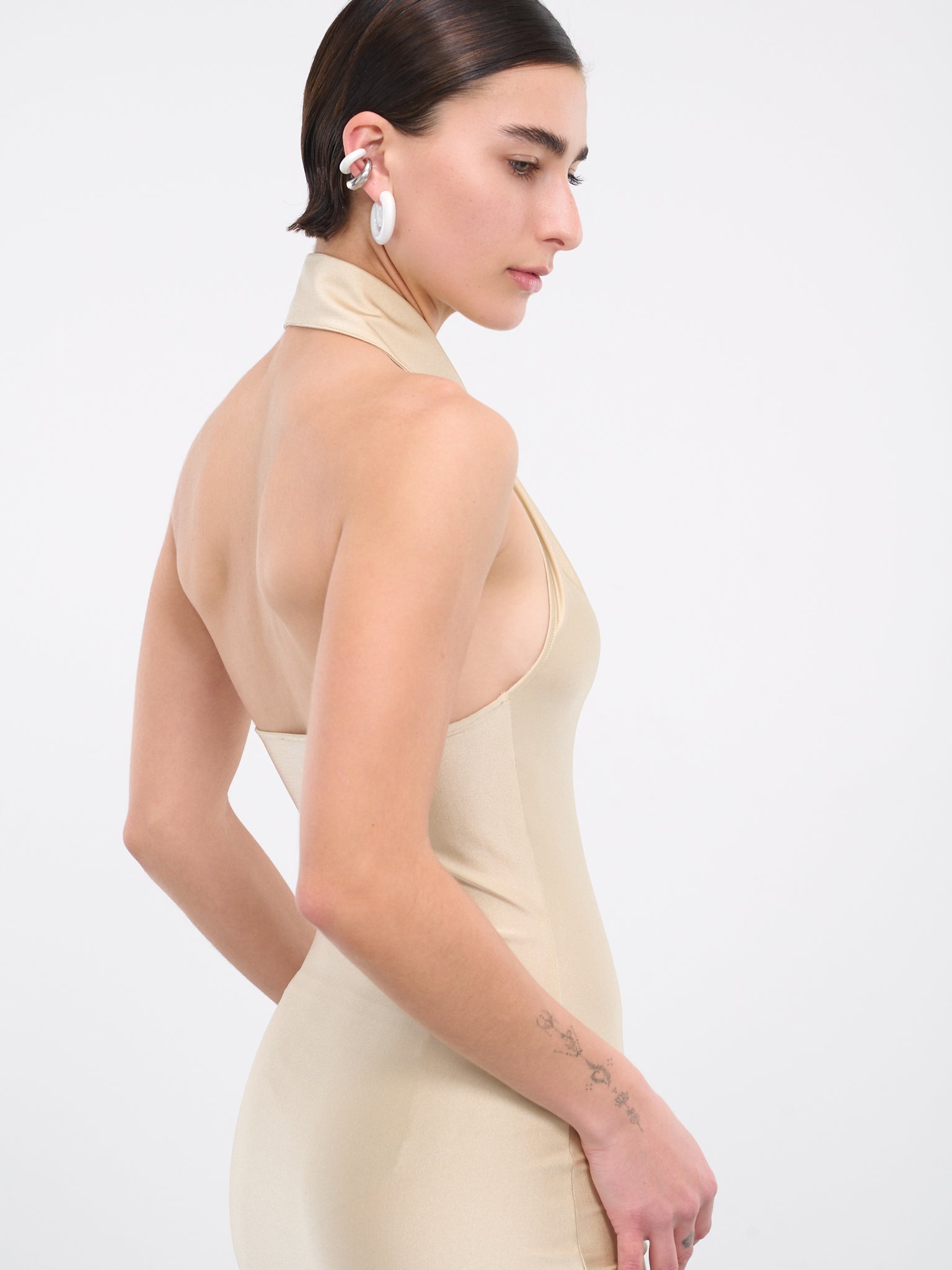 beige cut out midi dress Reiss Petite Cotton Cut-Out Belted Midi Dress in Cream