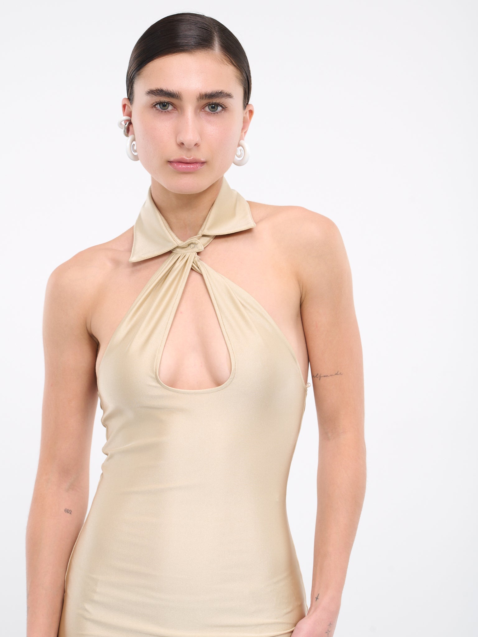 Cut-Out Midi Dress (COPJS74545-BEIGE) Cut-Out Midi Dress (COPJS74545-BEIGE)