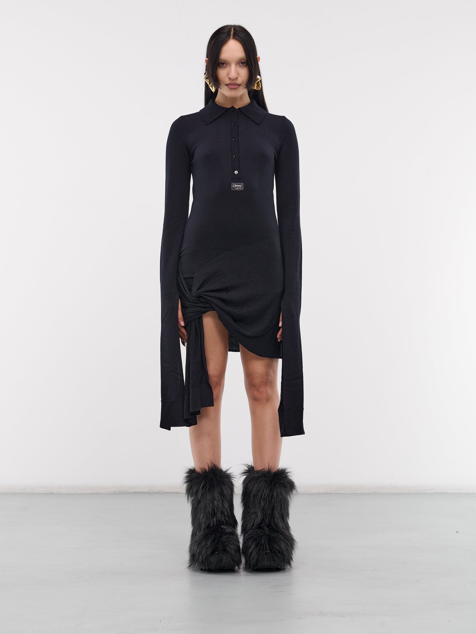 Knotted Sleeved Dress (COPML112Y1001-BLUE) Knotted Sleeved Dress (COPML112Y1001-BLUE)