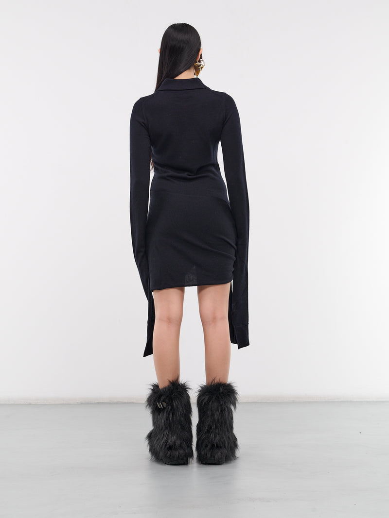 Knotted Sleeved Dress (COPML112Y1001-BLUE)