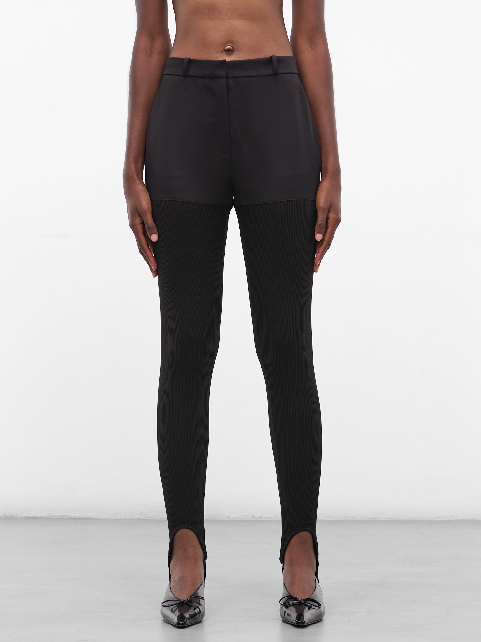 Black Nylon Stirrup Leggings (COPP138F3004-BLACK)