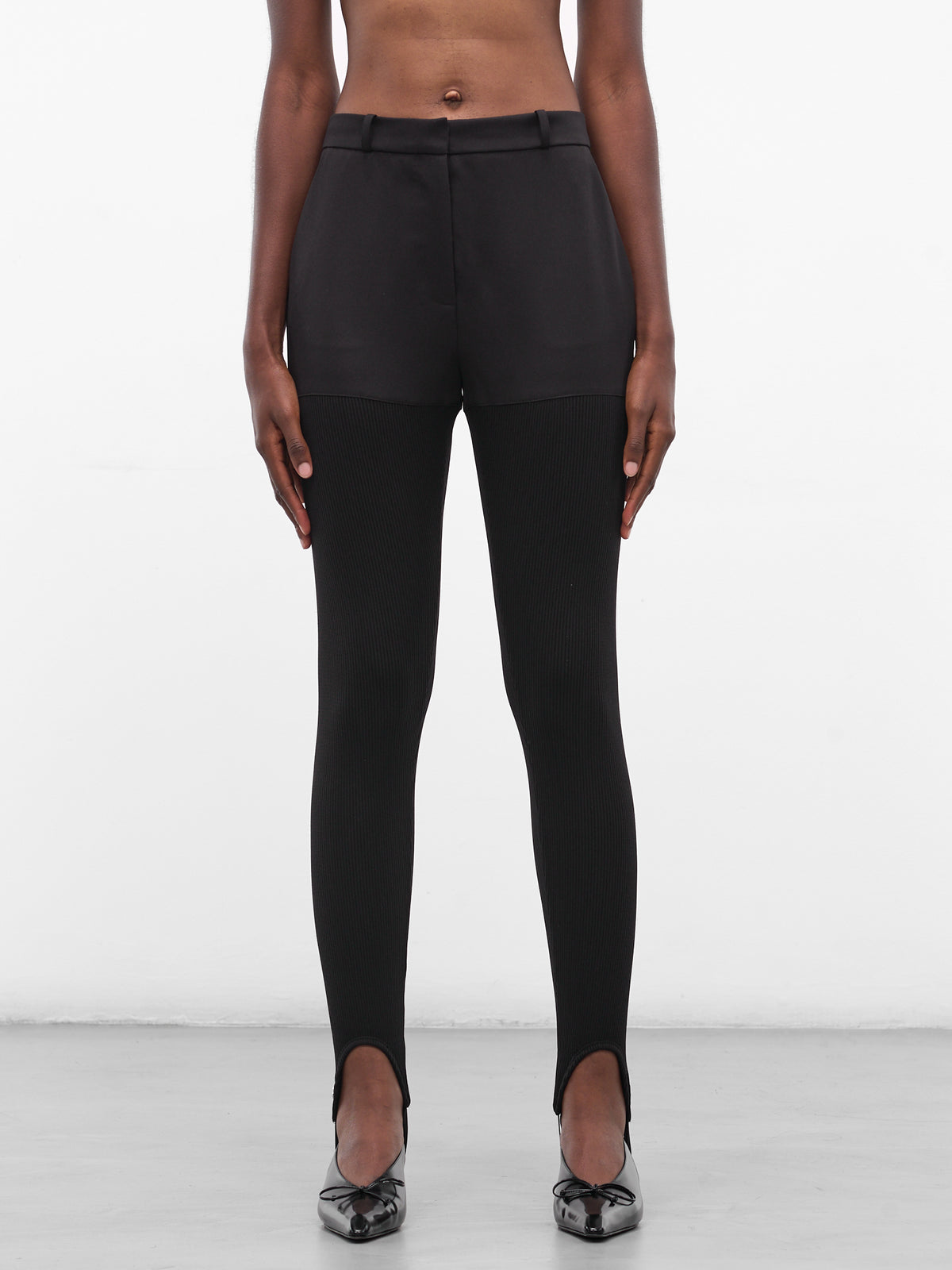 Black Nylon Stirrup Leggings (COPP138F3004-BLACK)
