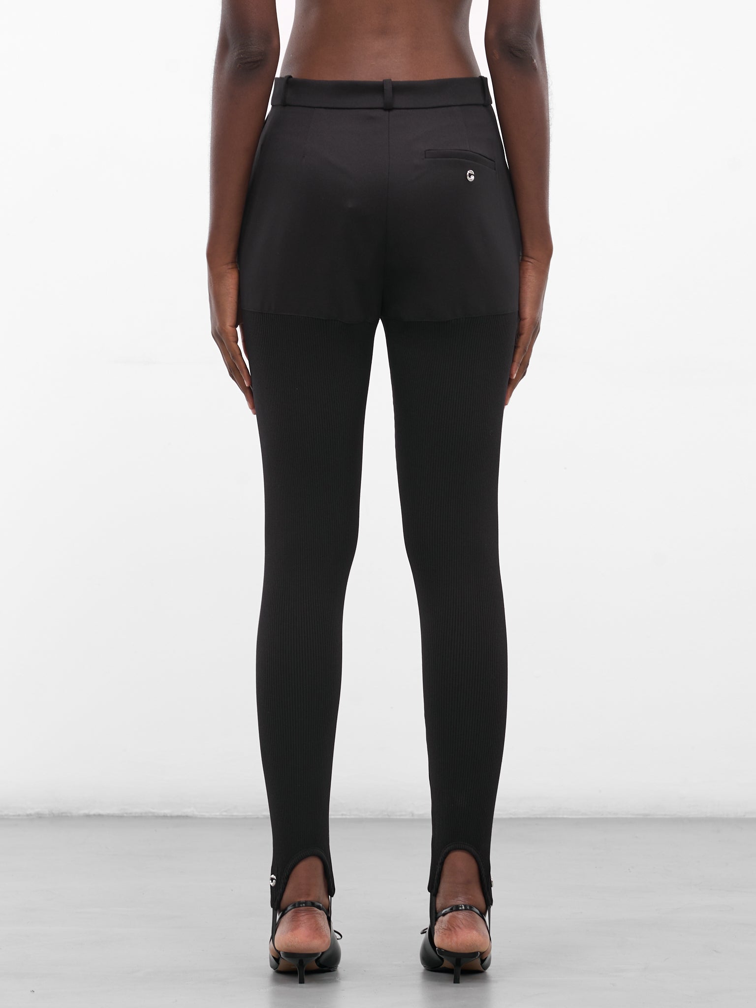 Black Nylon Stirrup Leggings (COPP138F3004-BLACK)