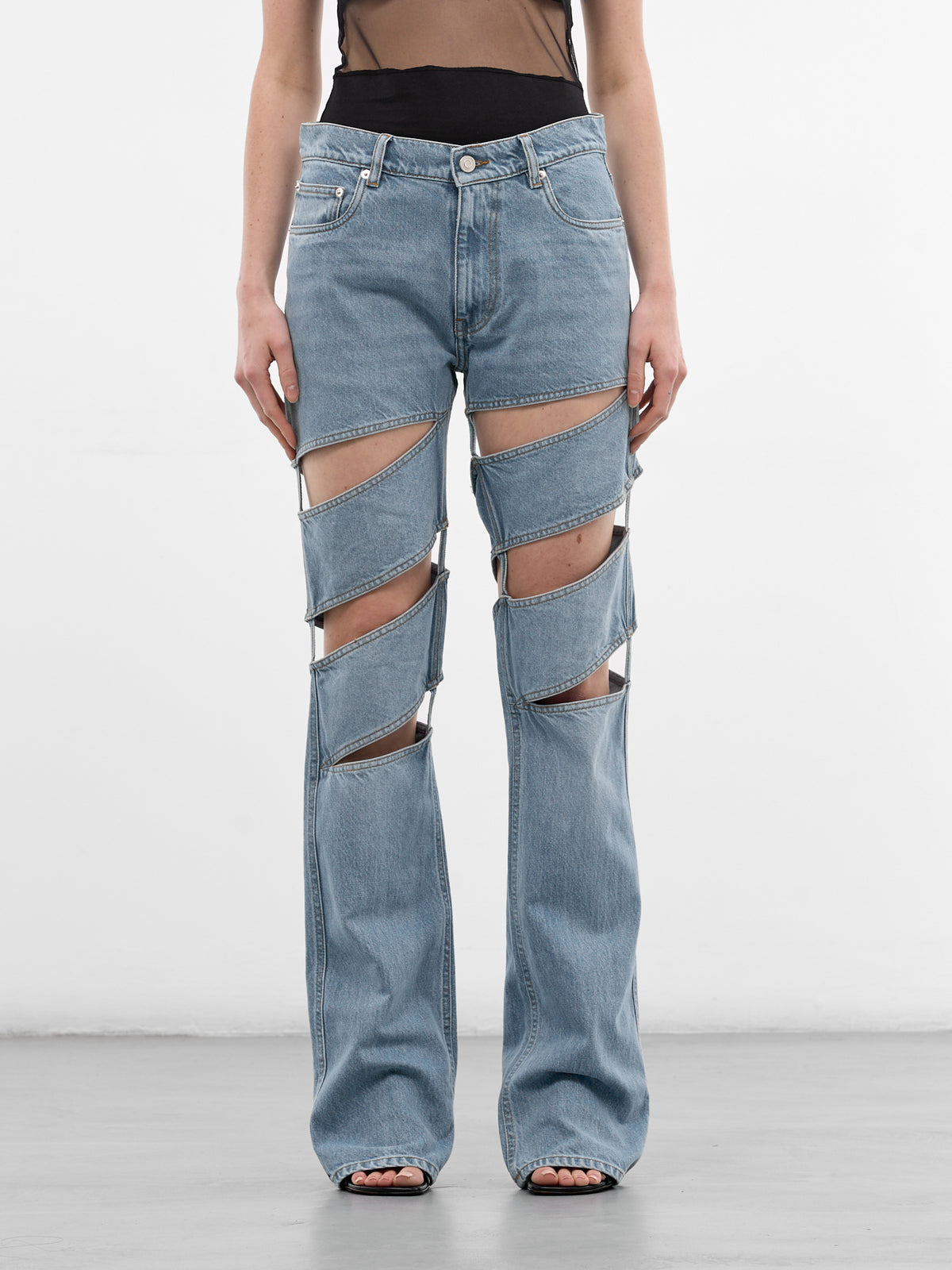 Blue Denim Spiral Leg Jeans (COPP169F2054-BLUE)