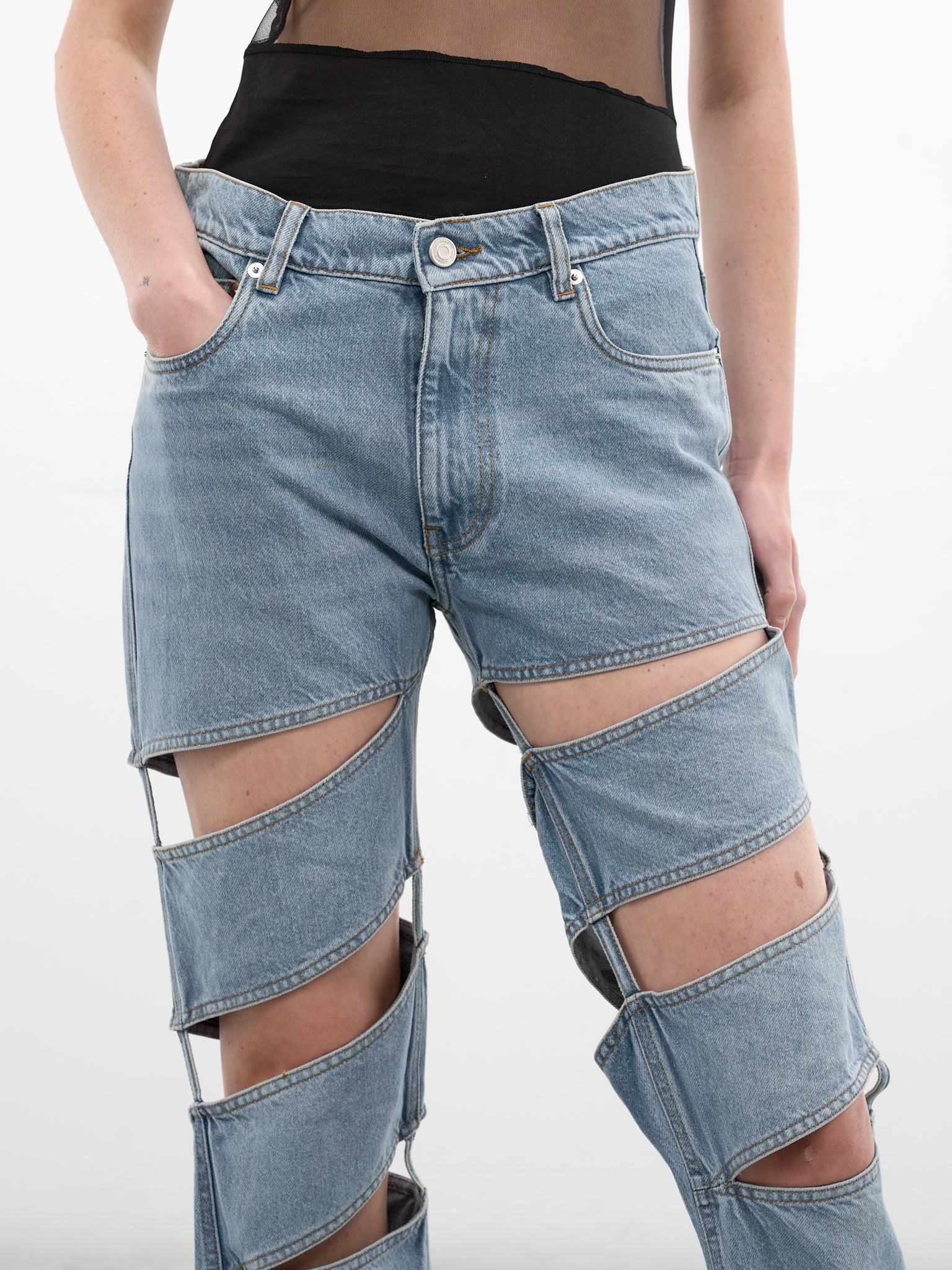 Blue Denim Spiral Leg Jeans (COPP169F2054-BLUE)