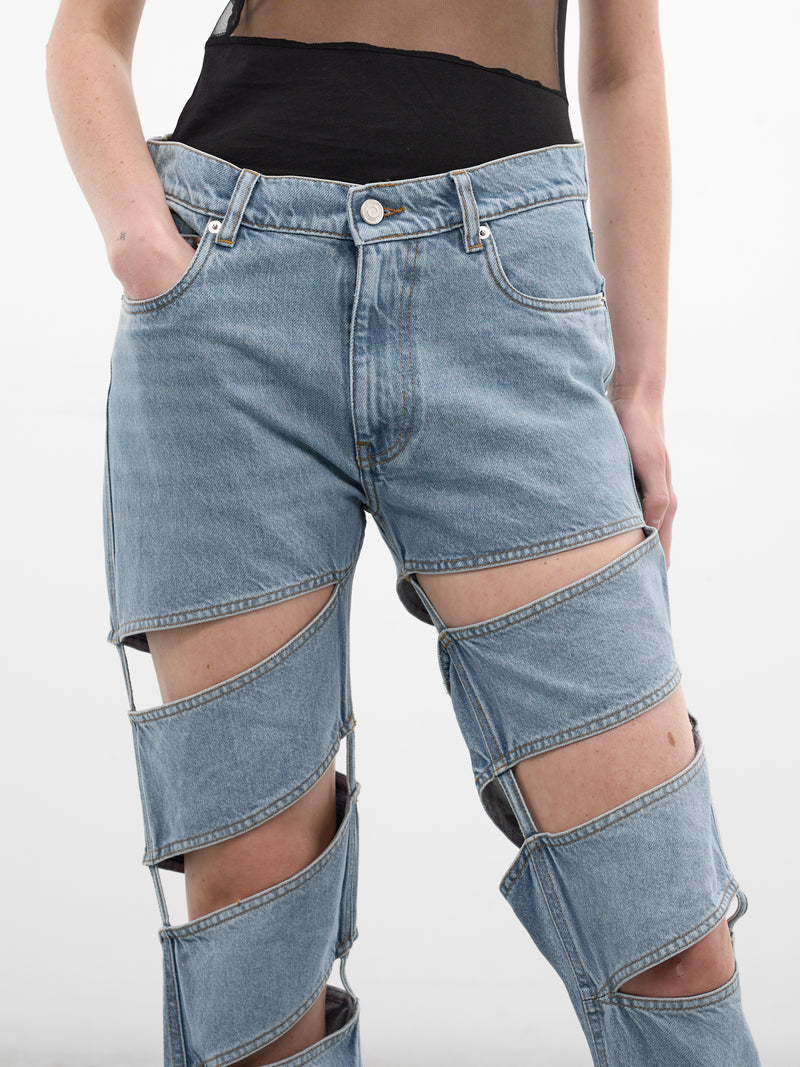 Blue Denim Spiral Leg Jeans (COPP169F2054-BLUE)