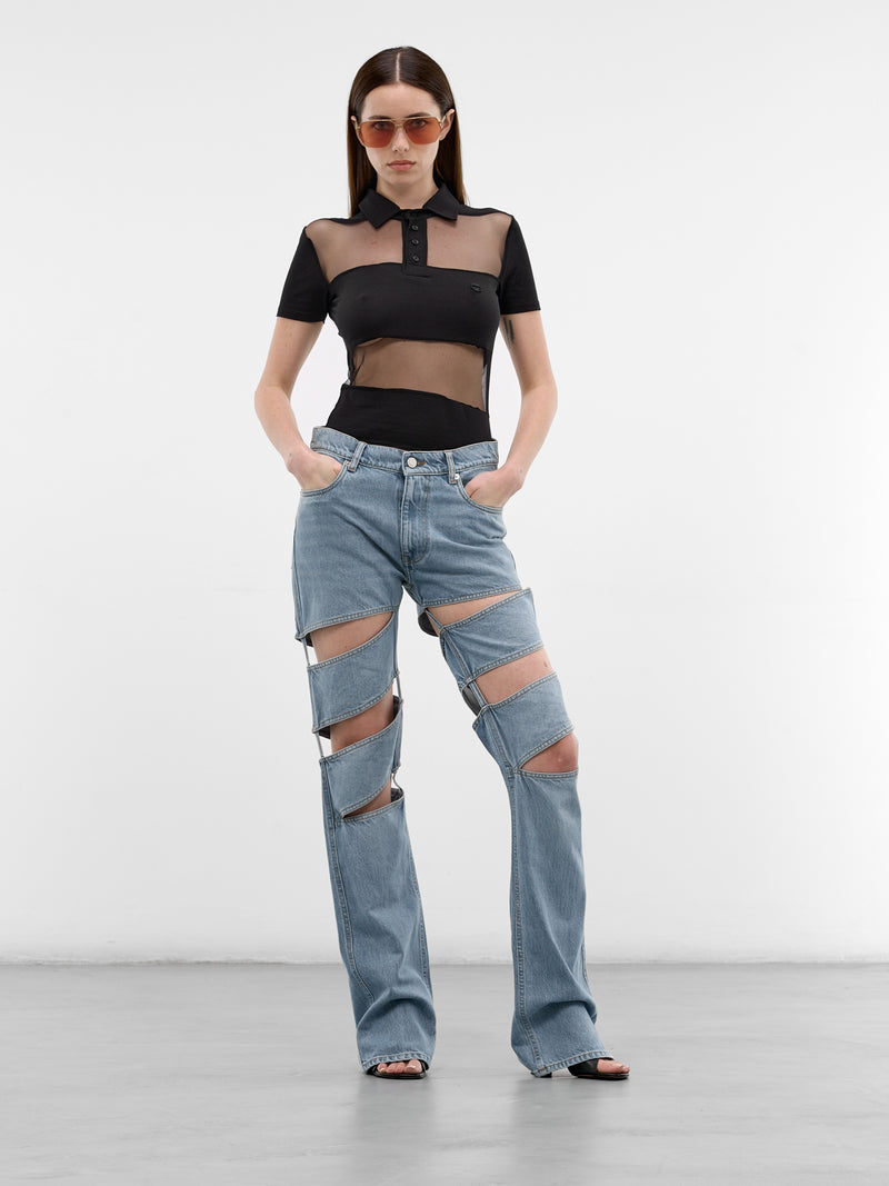 Blue Denim Spiral Leg Jeans (COPP169F2054-BLUE)