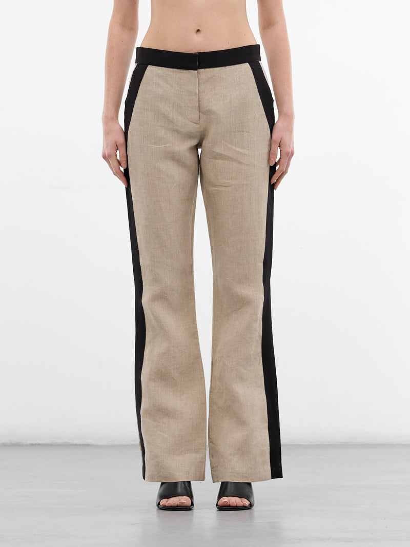 Beige Taped Linen Tailored Trousers (COPP175F2060-BEIGE)
