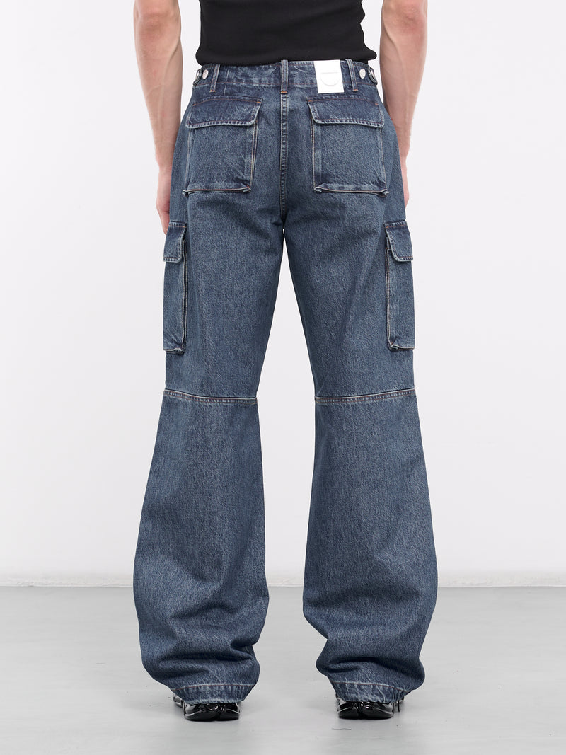 Wide Leg Denim Cargo Pants (COPP40252-BLUE)