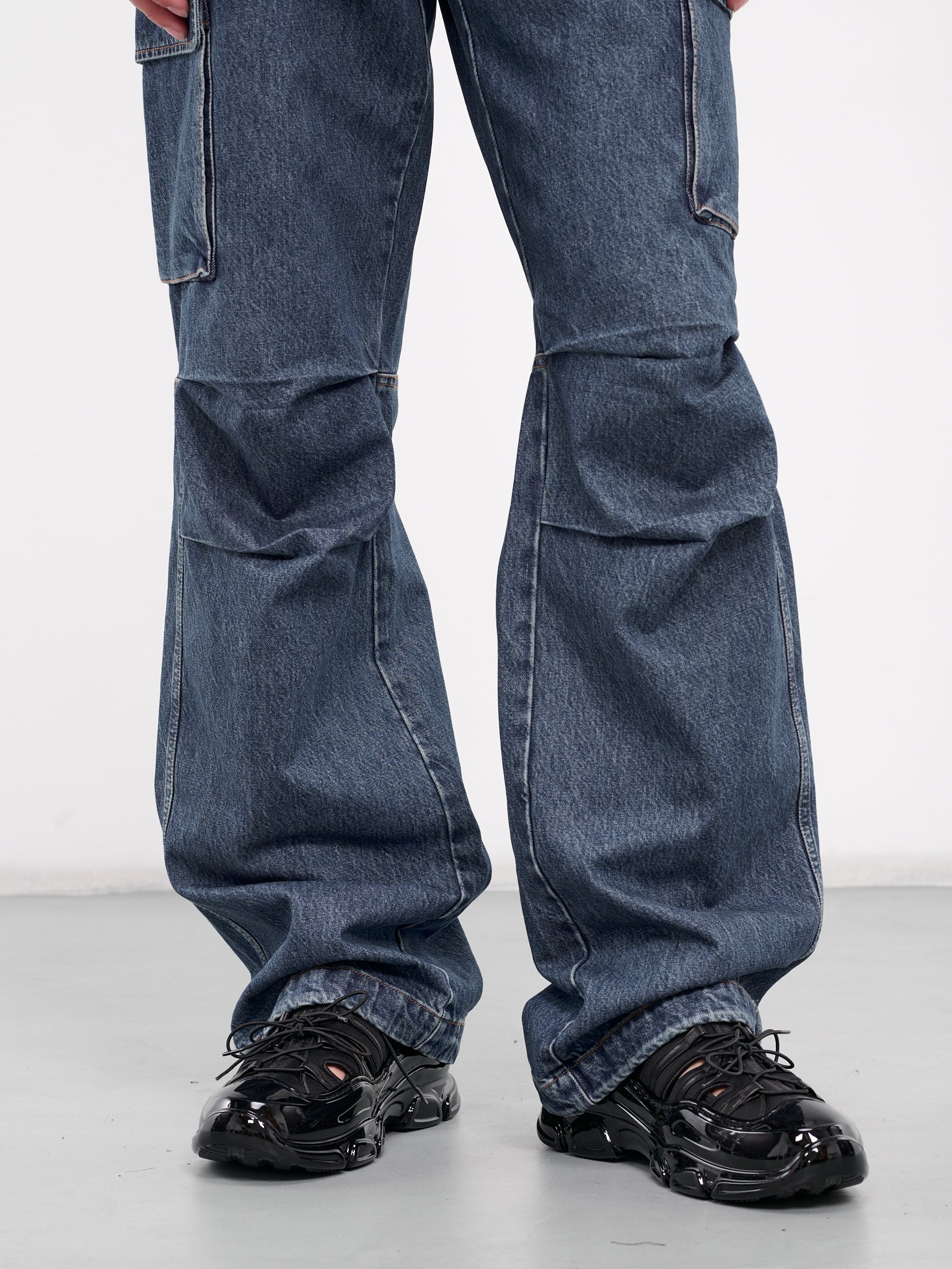 Wide Leg Denim Cargo Pants (COPP40252-BLUE)