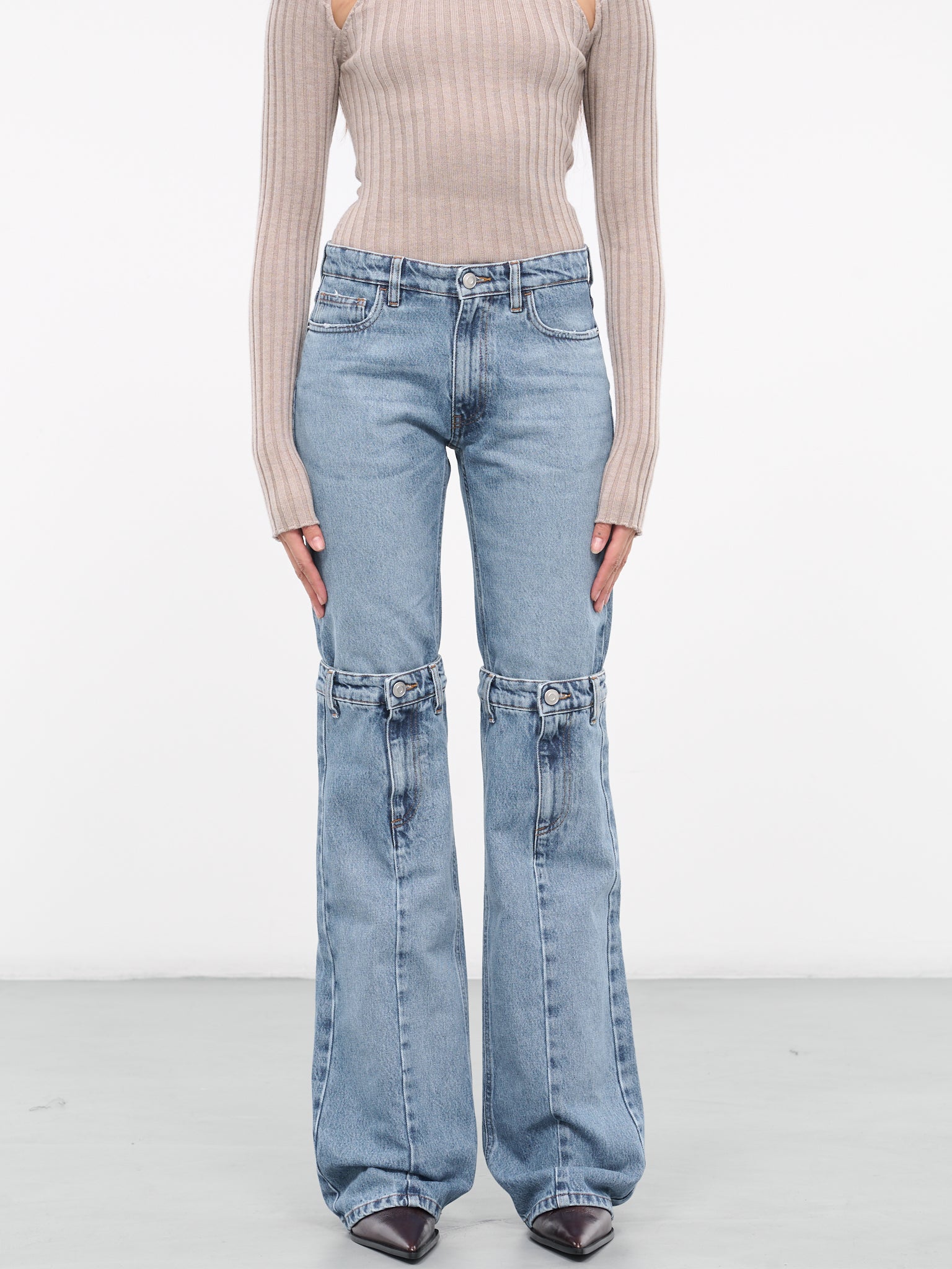 Open Knee Jeans (COPP55202-WASHED-BLUE)