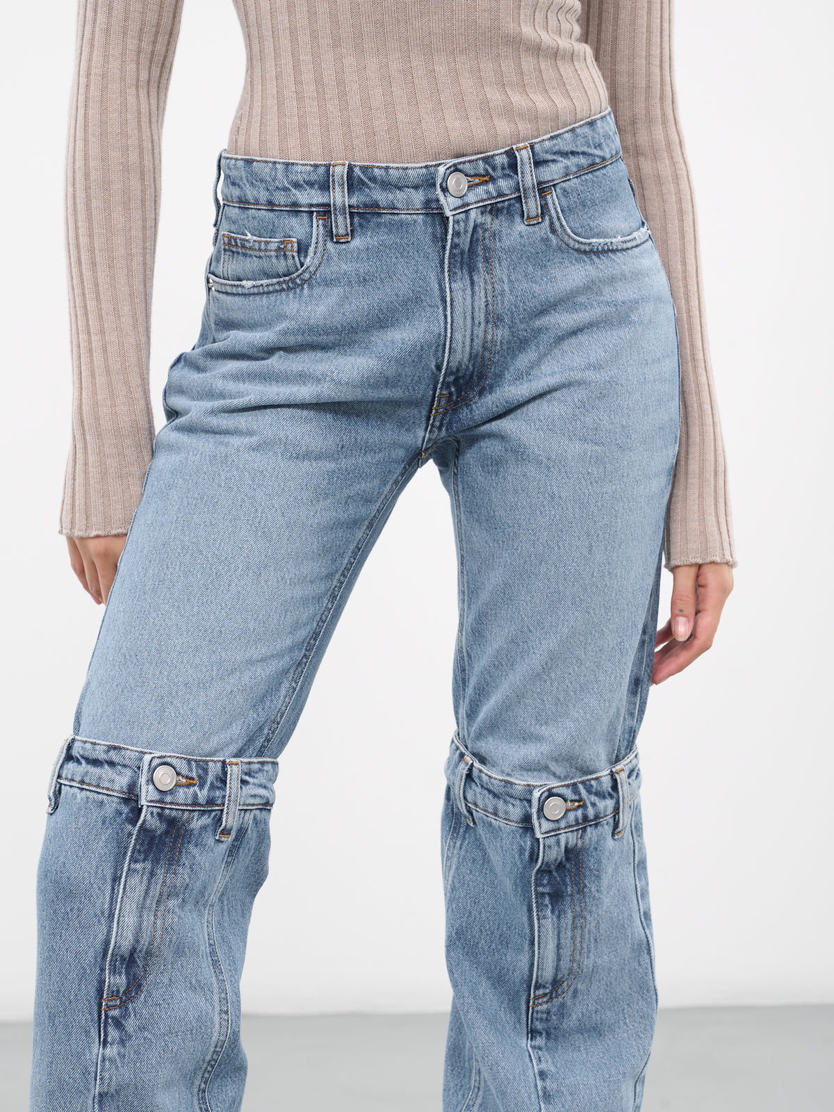 Open Knee Jeans (COPP55202-WASHED-BLUE)