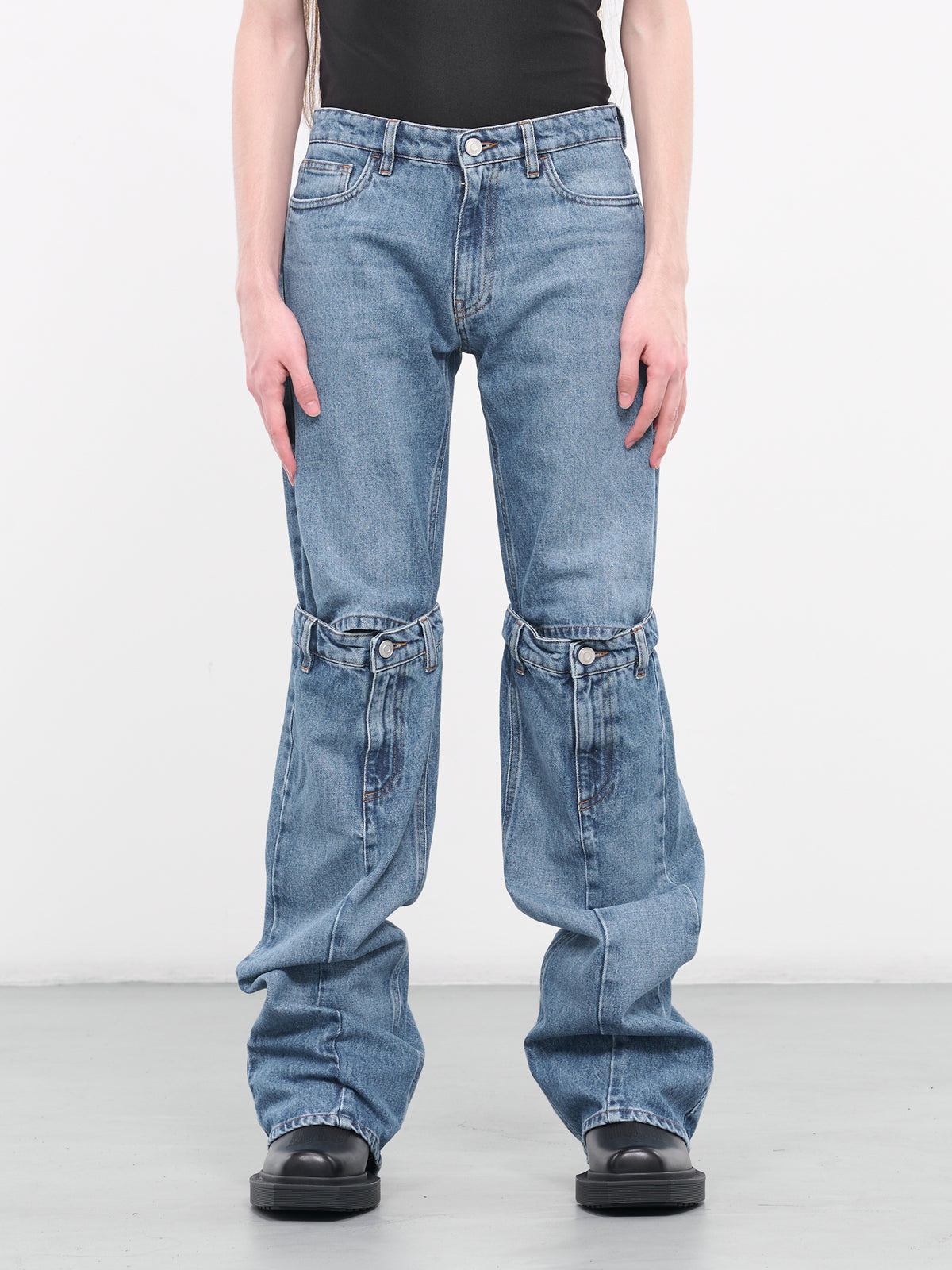 Open Knee Jeans (COPP55202CMEN-WASHED-BLUE)