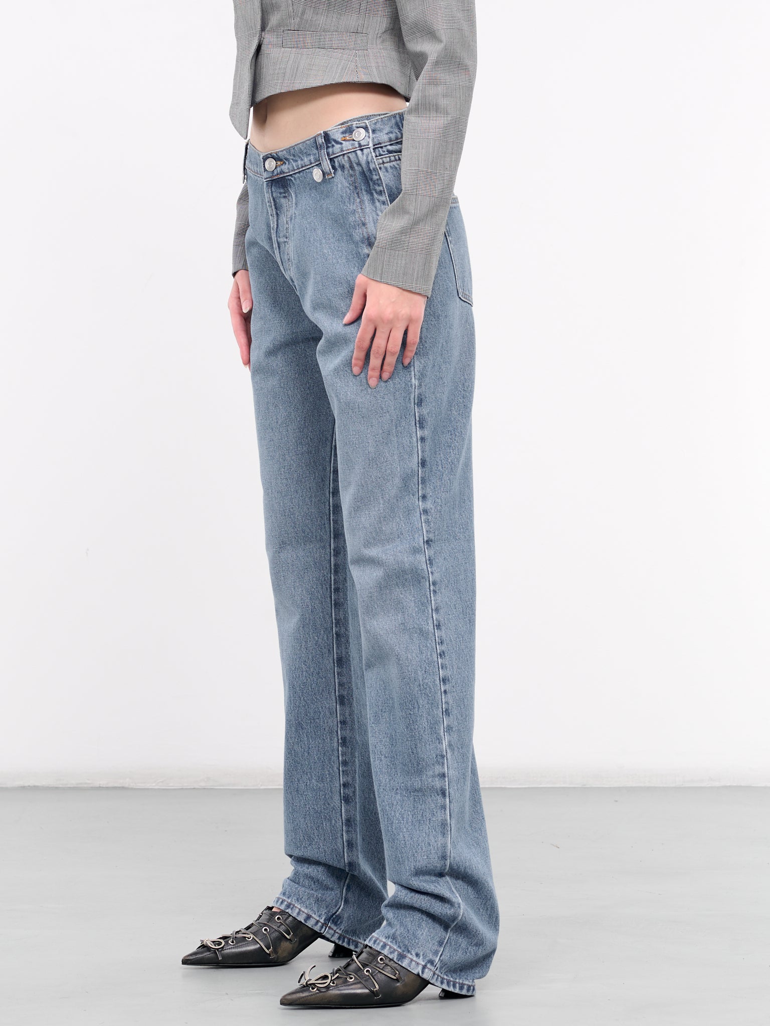 Open Hip Straight Jeans (COPP67202-WASHED-BLUE)