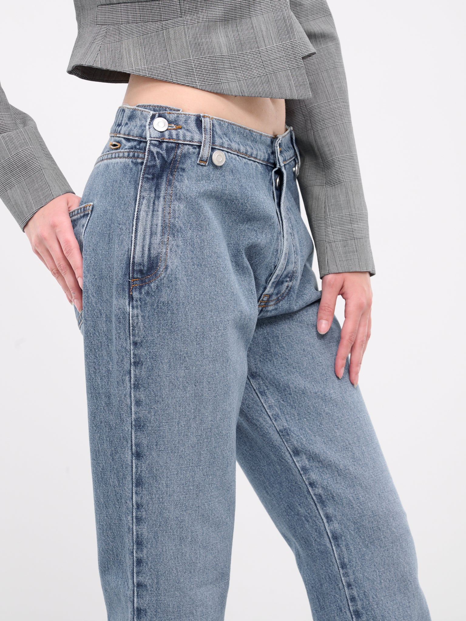 Open Hip Straight Jeans (COPP67202-WASHED-BLUE)