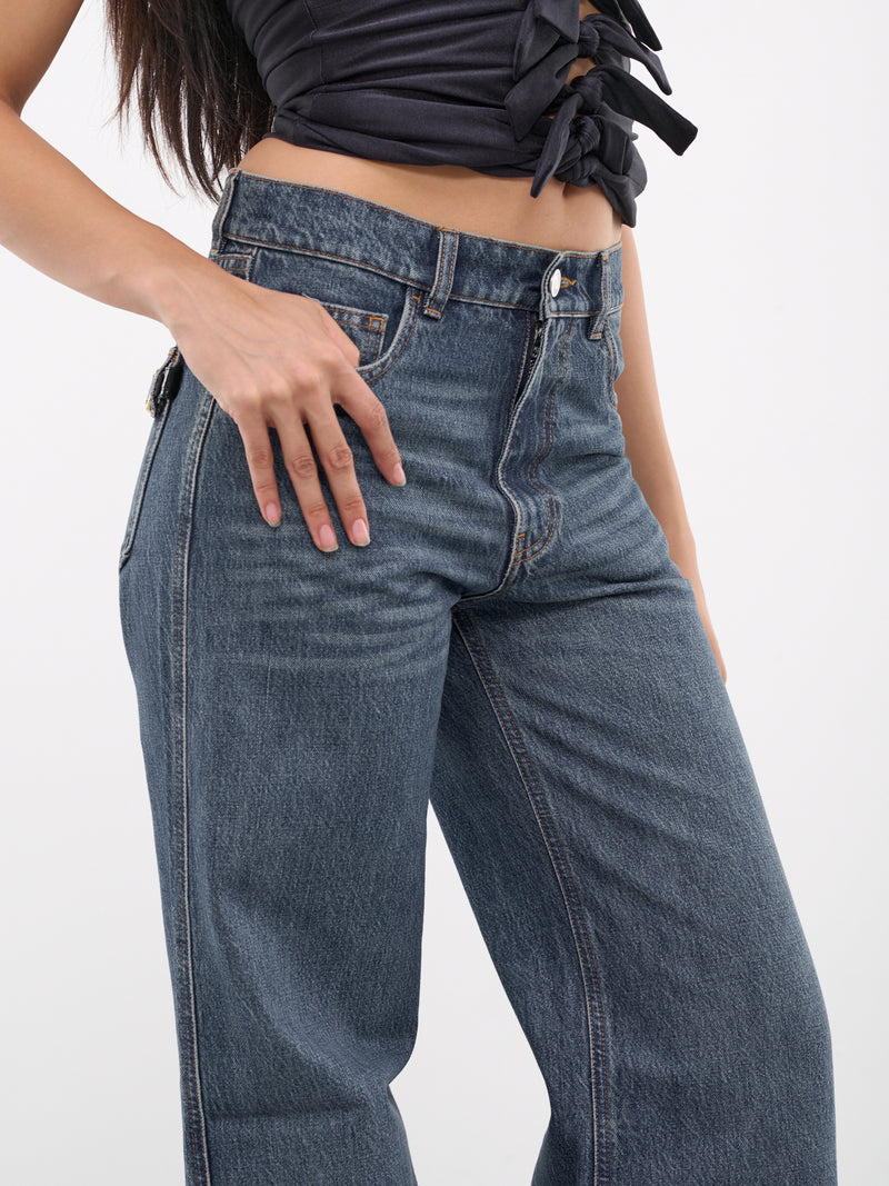 Wide Leg Denim Jeans (COPP95252-BLUE)
