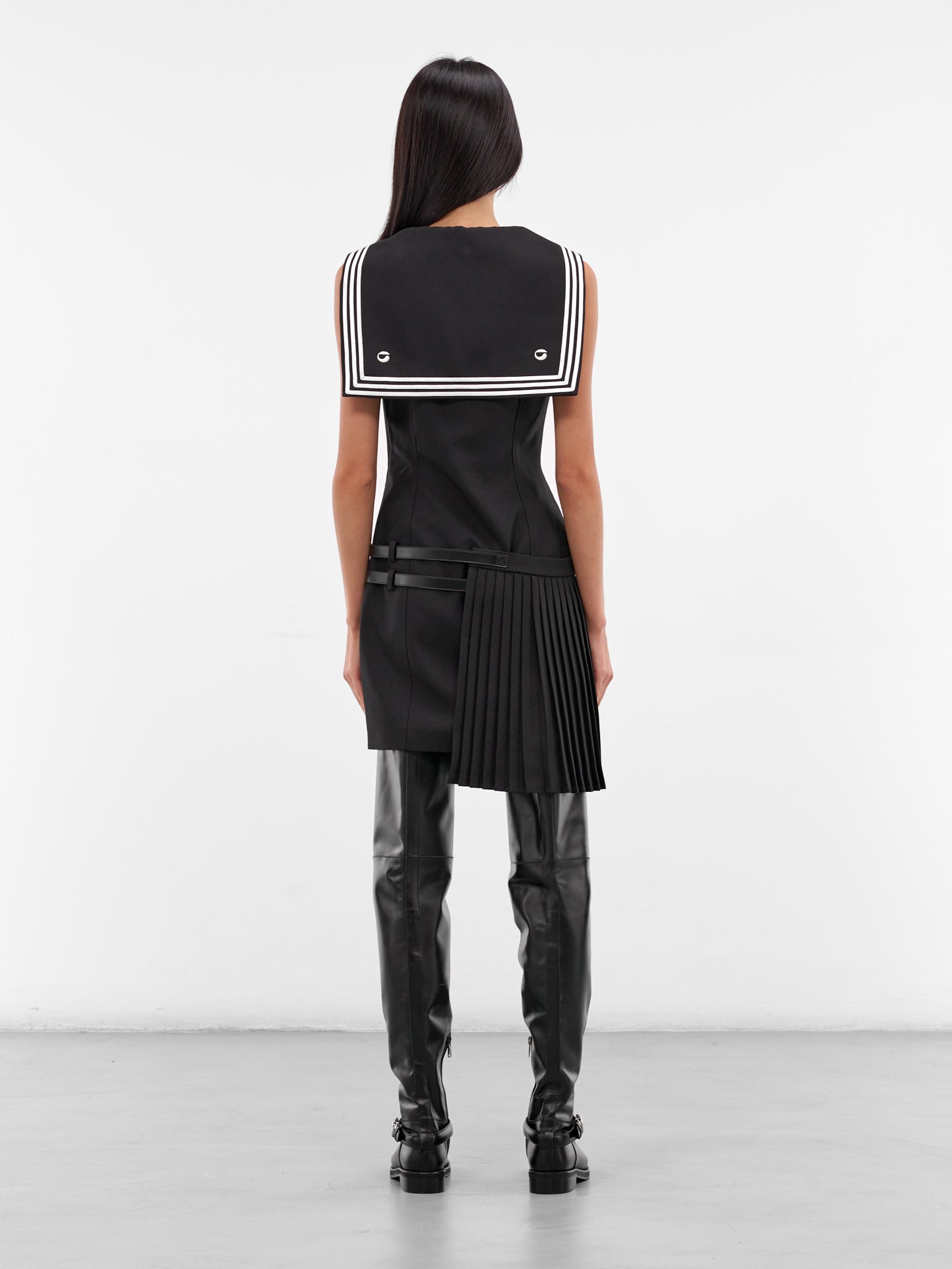 Black Pleated Uniform Mini Dress (COPR222F3004-BLACK)