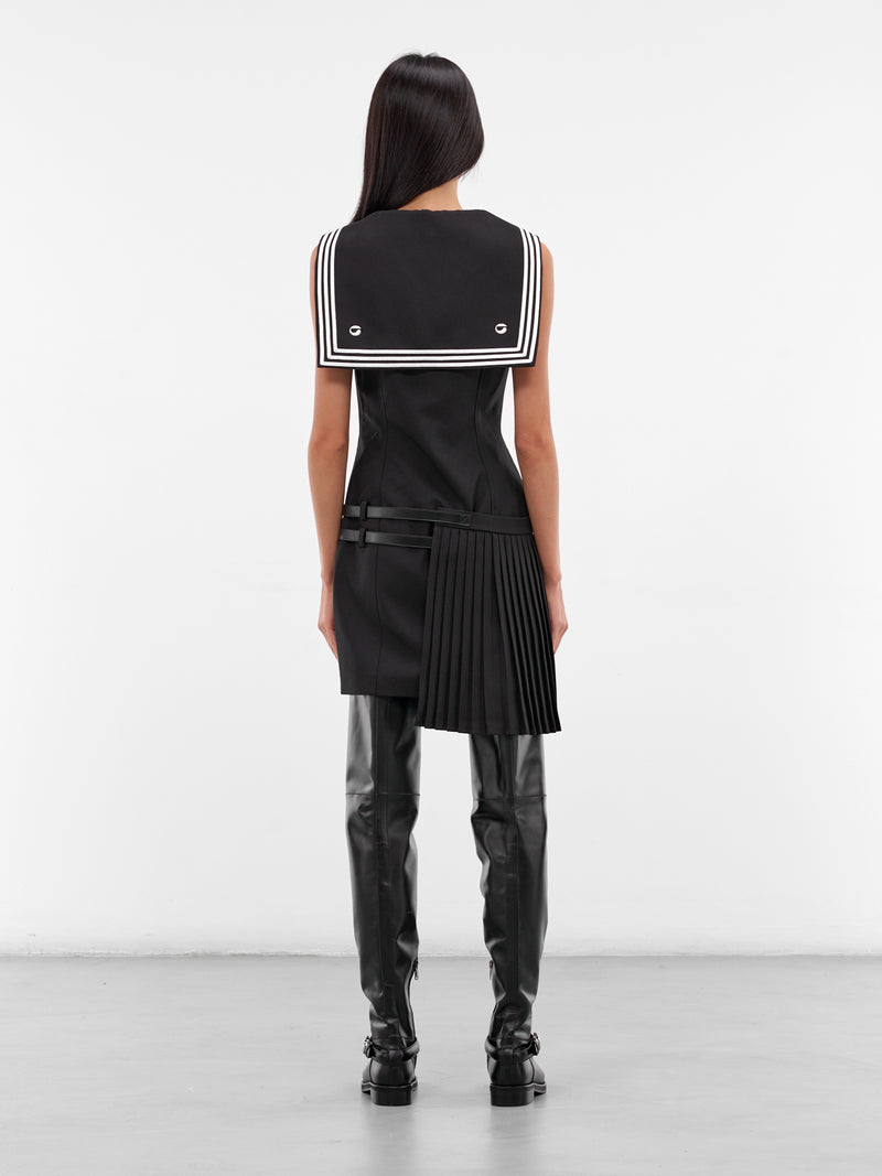 Black Pleated Uniform Mini Dress (COPR222F3004-BLACK)