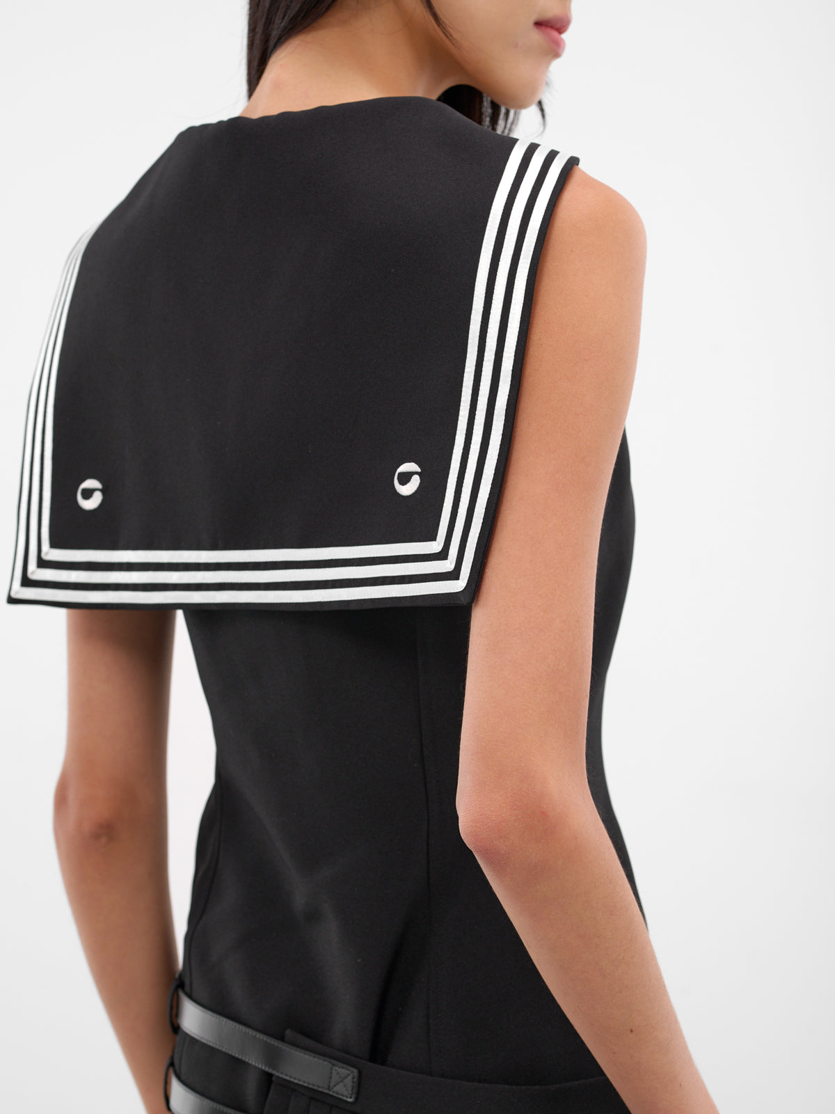 Black Pleated Uniform Mini Dress (COPR222F3004-BLACK)