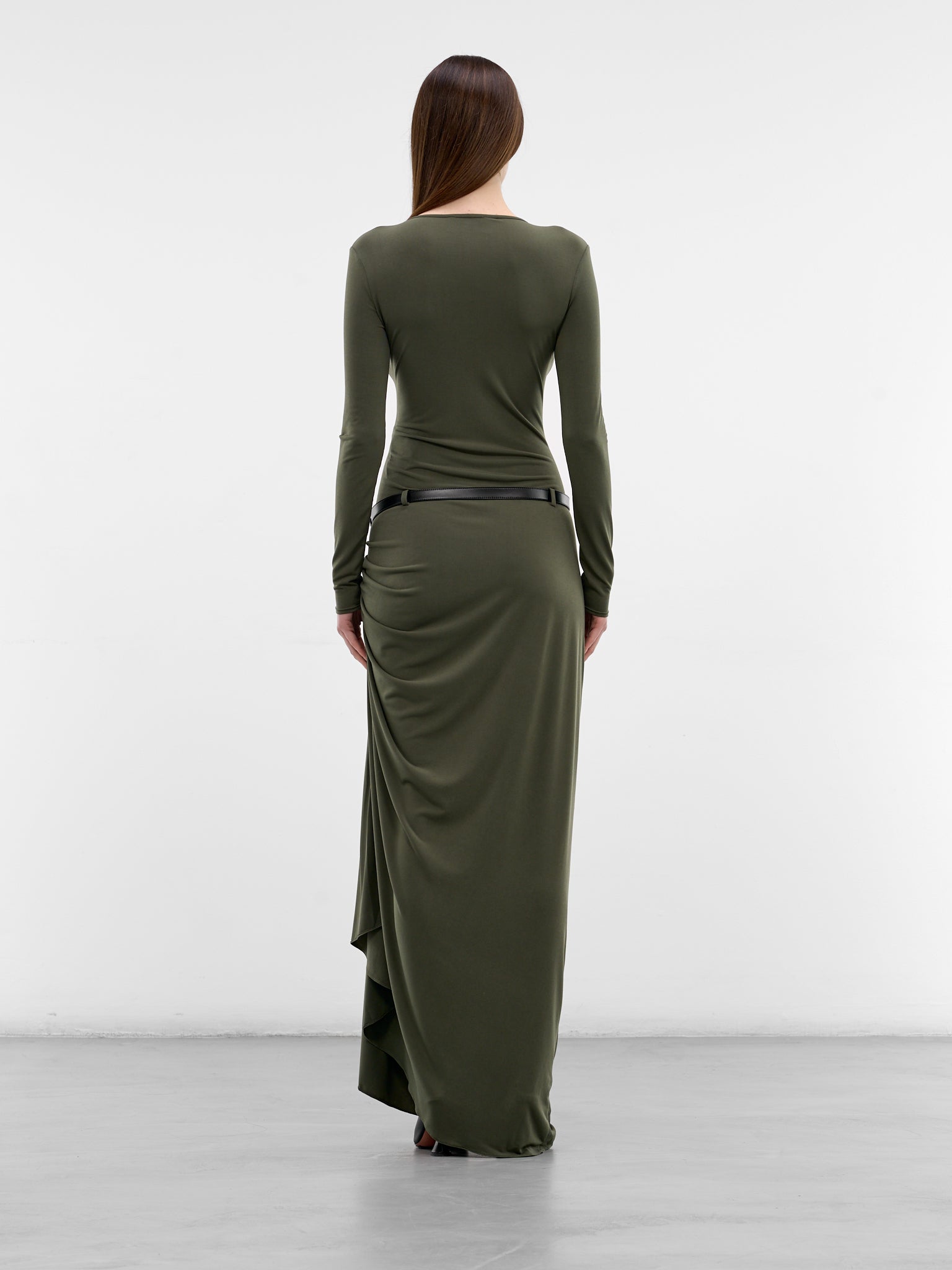 Green Suspended Jersey Belted Dress (COPR223F5022-GREEN)